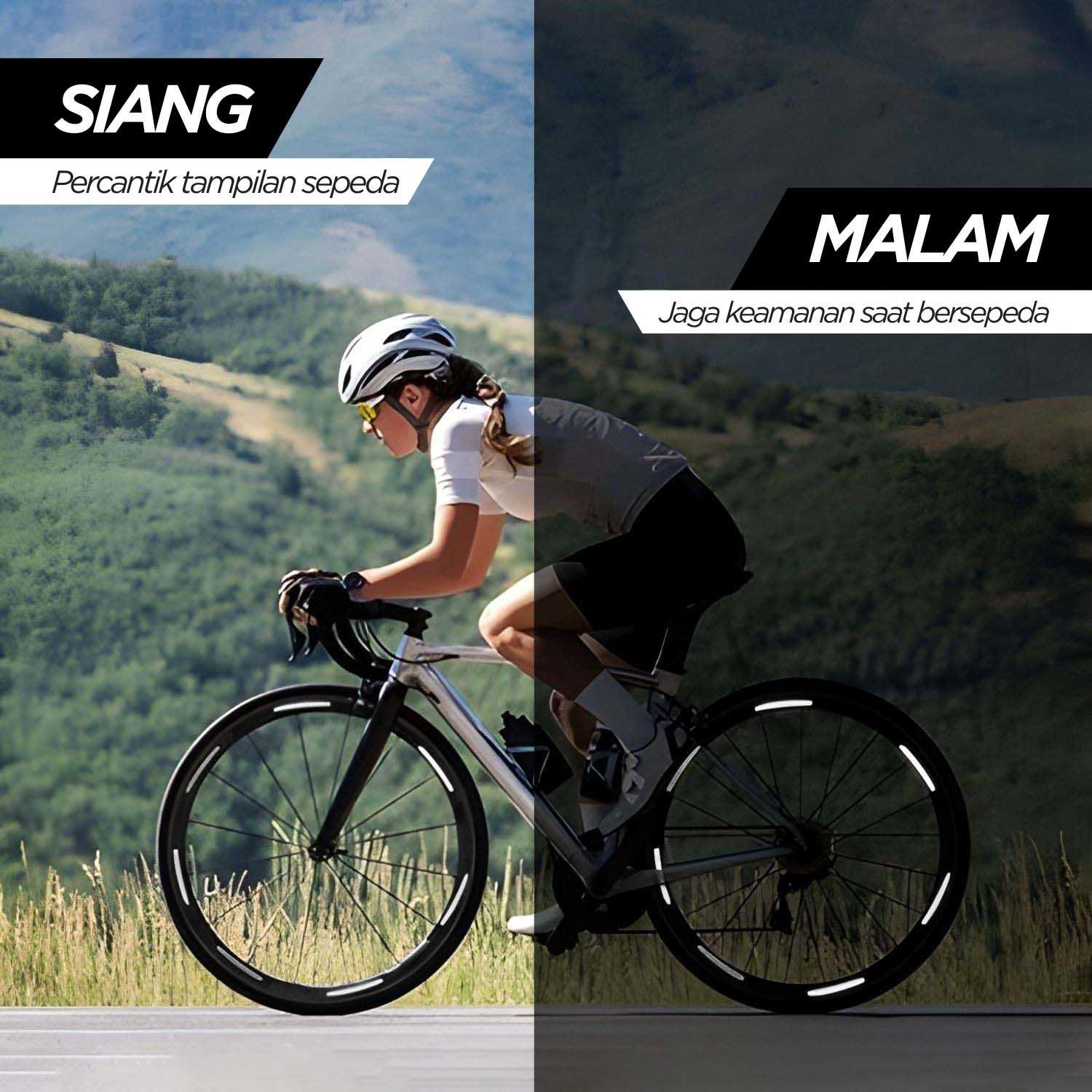 TaffSPORT Stiker Velg Roda Sepeda Bicycle Wheel Reflective 8 Strip - A-0001 - Gambar 3