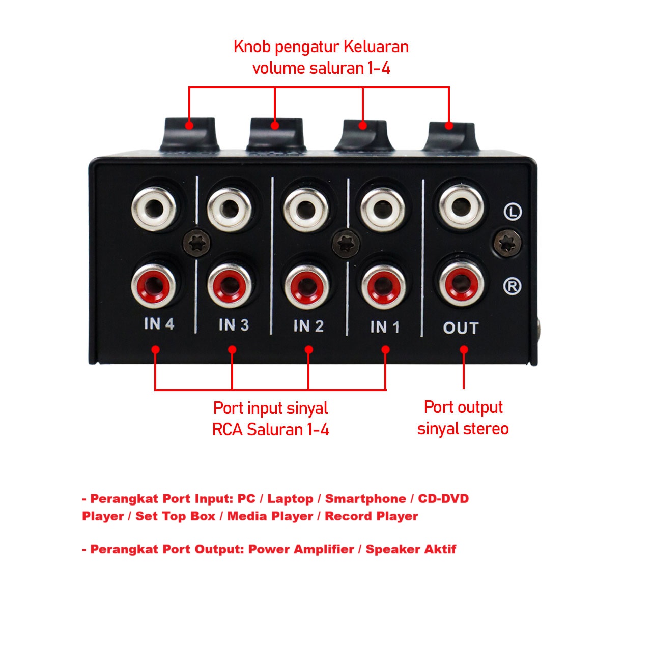 STERO Professional Stereo Mini Mixer Audio Ultra-Compact 4 Channel - CX400