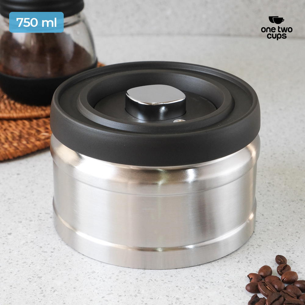 One Two Cups Toples Stainless Penyimpanan Biji Kopi Vacuum Sealed Lid - L-750