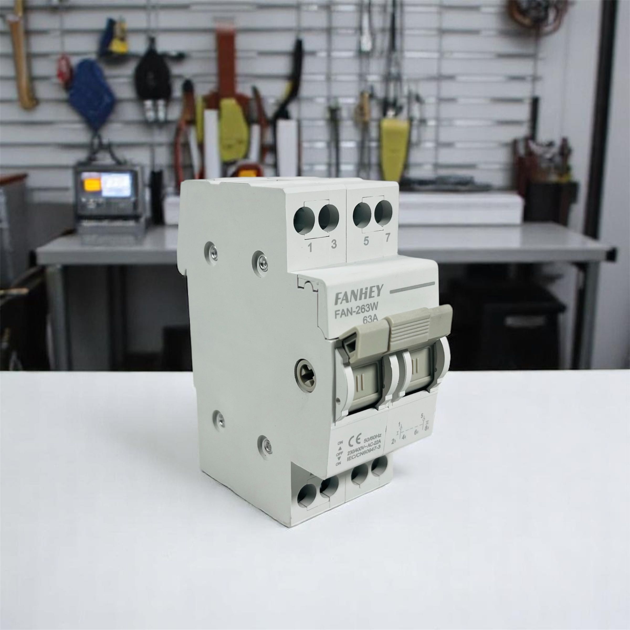 FANHEY Saklar Circuit Breaker 2P Transfer MTS Dual Power Switch 63A - FAN-263W