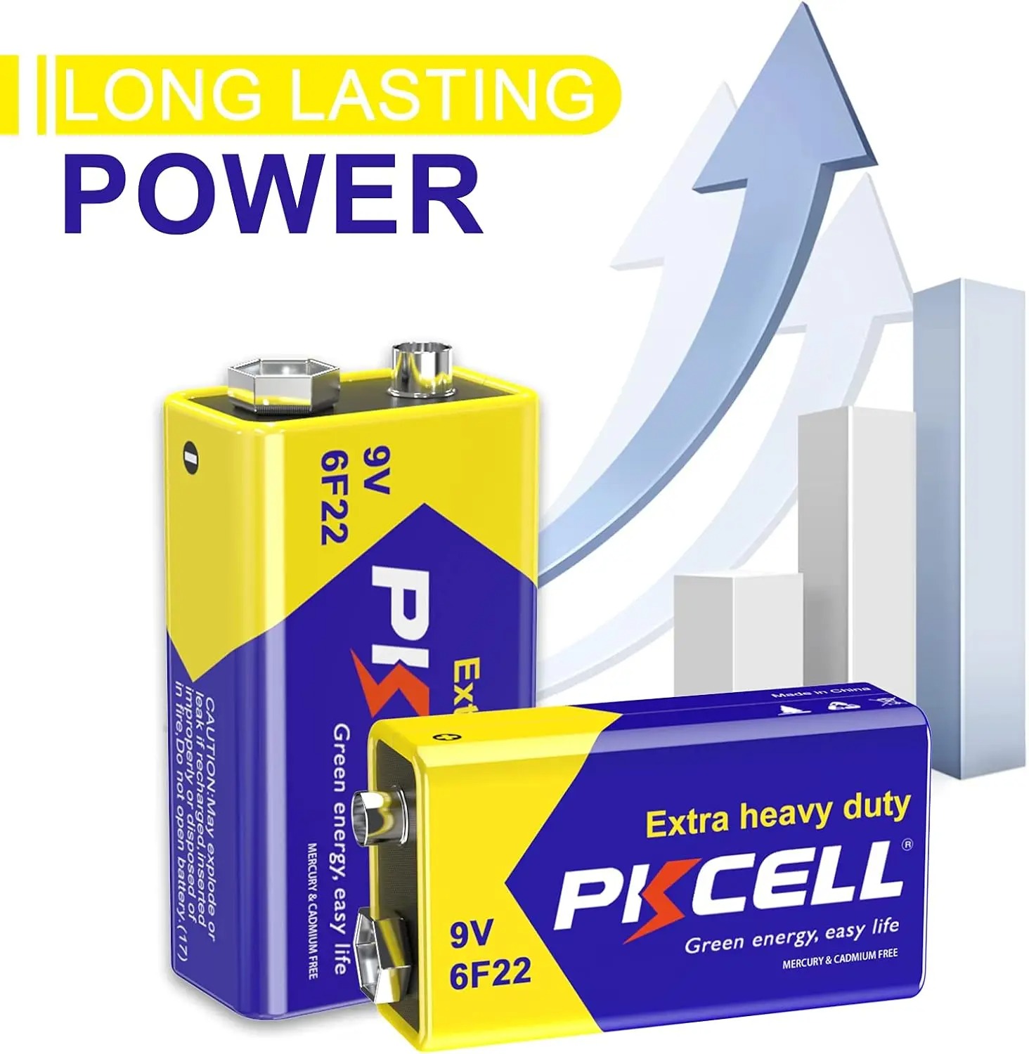 Pkcell Baterai Sekali Pakai 9V 6F22 Alkaline 1.5V 300mAh 1 PCS - PK30