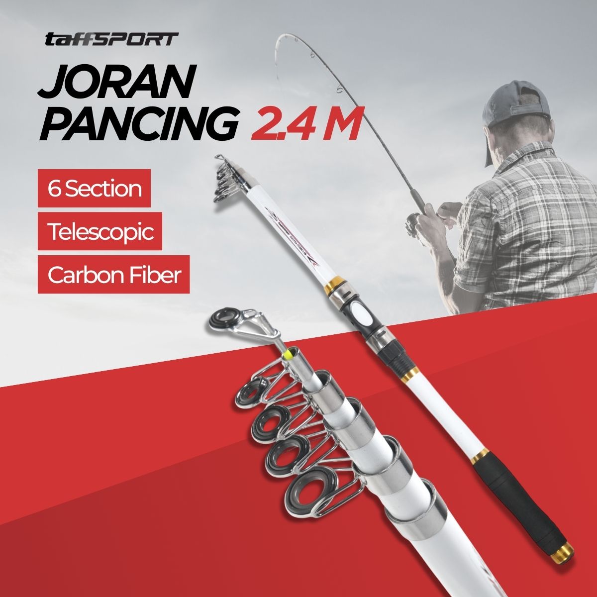 TaffSPORT GHOTDA Joran Pancing Spinning Carbon Fiber 5-7 Section - CF3000