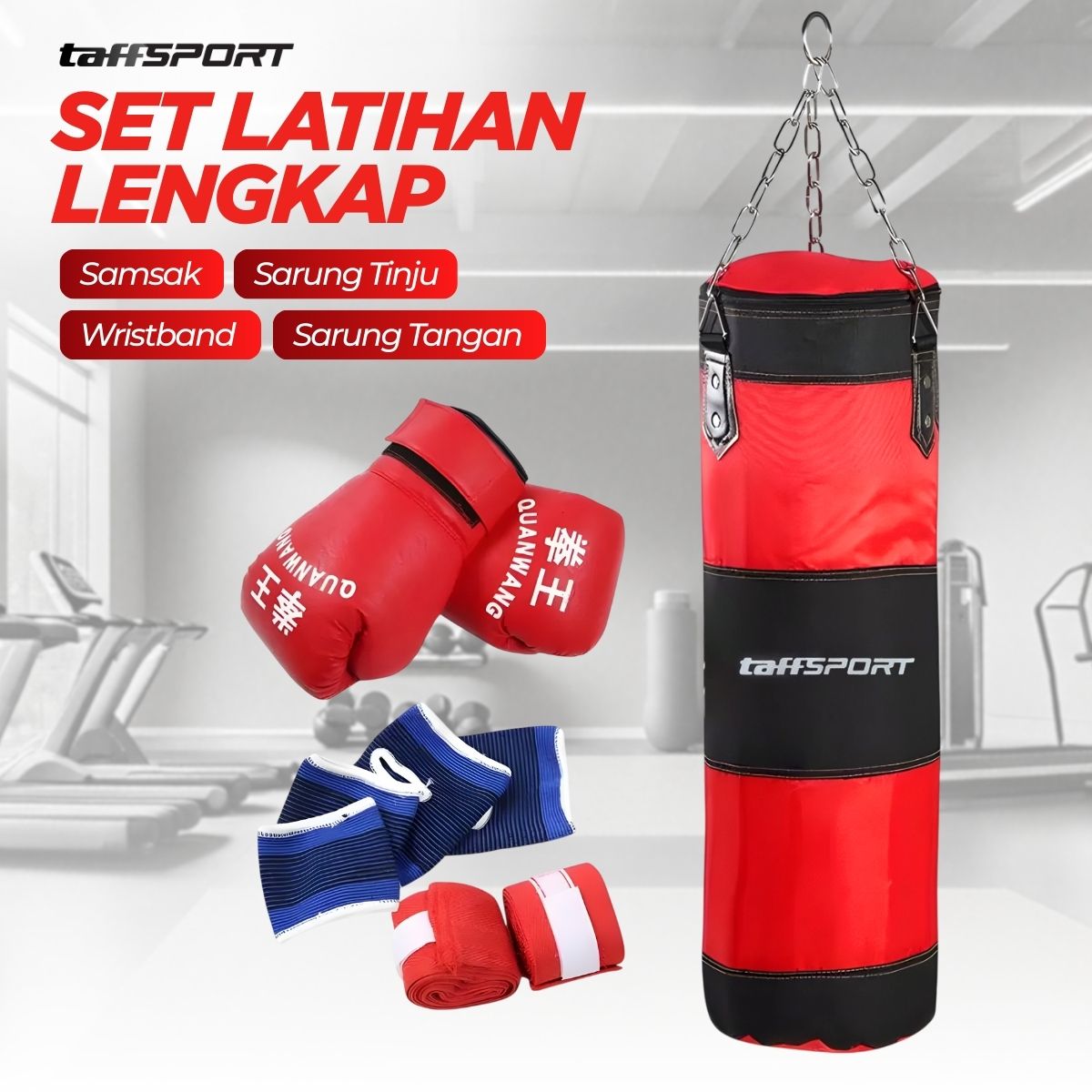 TaffSPORT QUANWANG Set Samsak Sarung Tinju MMA Boxing Sandbag - FE-BO1
