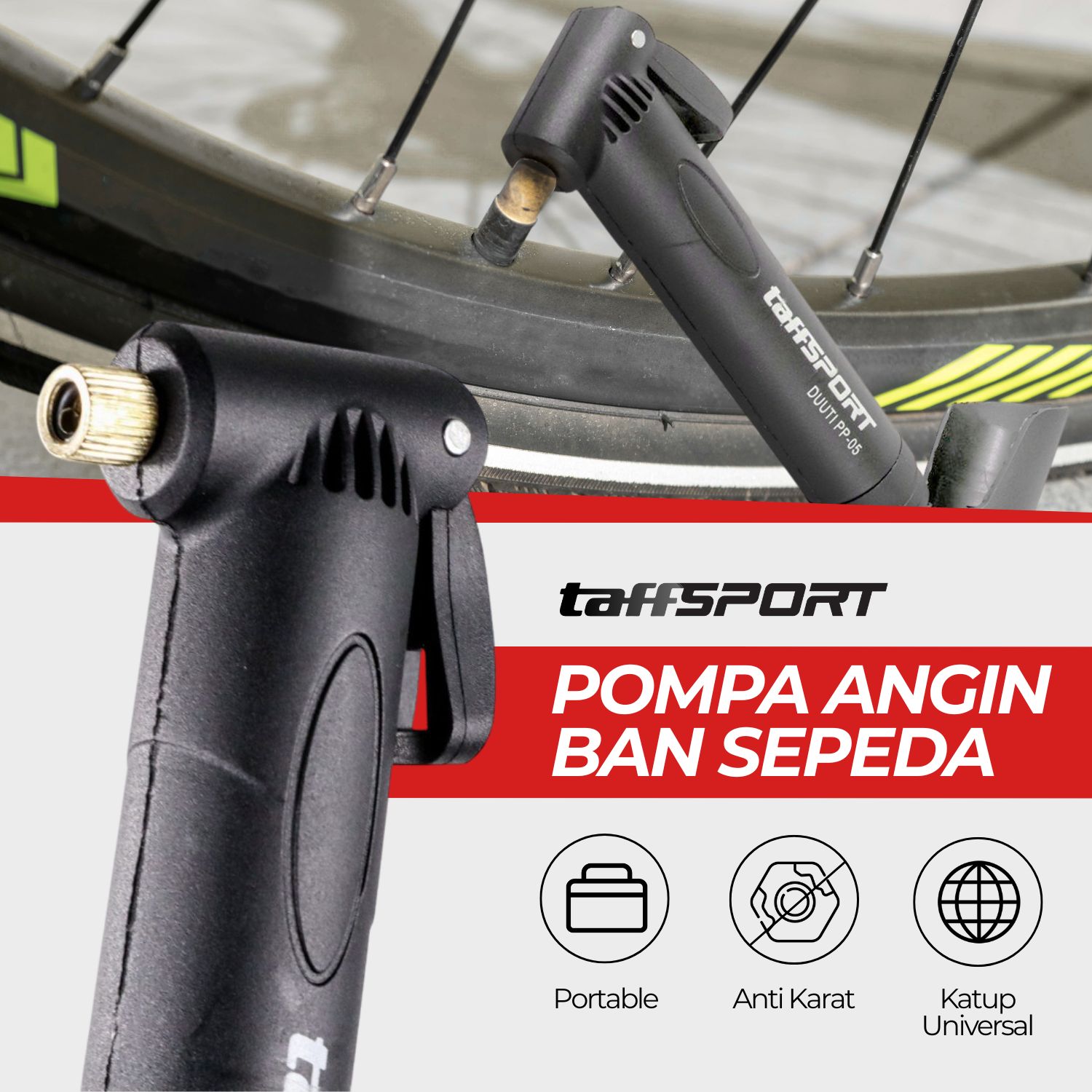 TaffSPORT DUUTI Pompa Angin Ban Sepeda Portable - PP-05