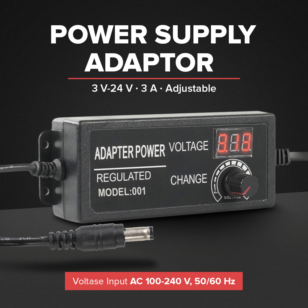 Lincoiah Adaptor Power Supply Converter AC to DC 3V-24V 3A Adjustable - AYD-324
