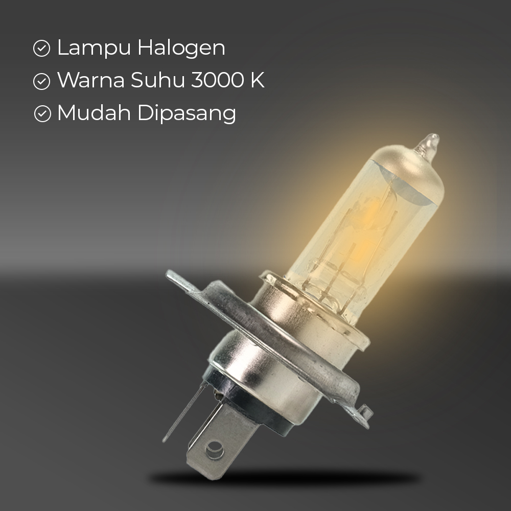 Hankle Lampu Depan Mobil Headlamp Halogen H4 Warm White 35/35W 1PCS - P43T
