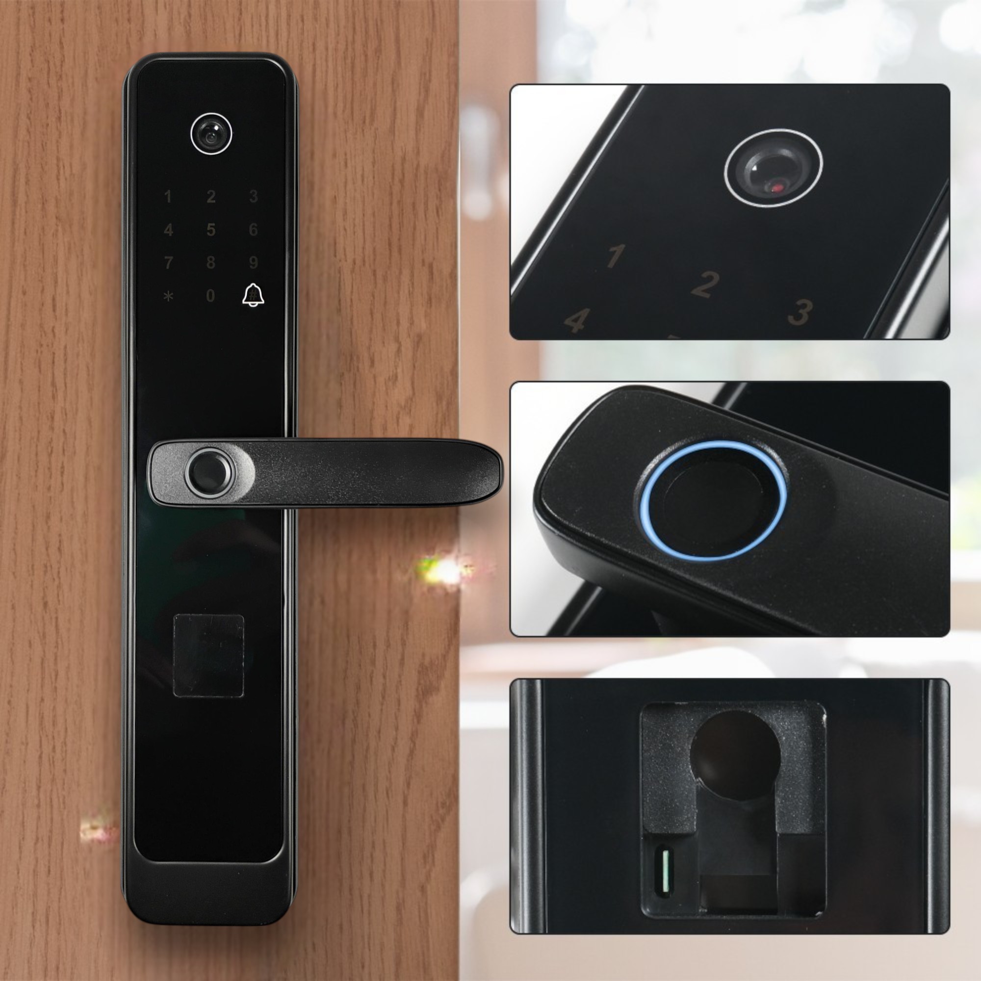 IWIN Smart Door Lock Fingerprint Password Key Card with Camera - ML790