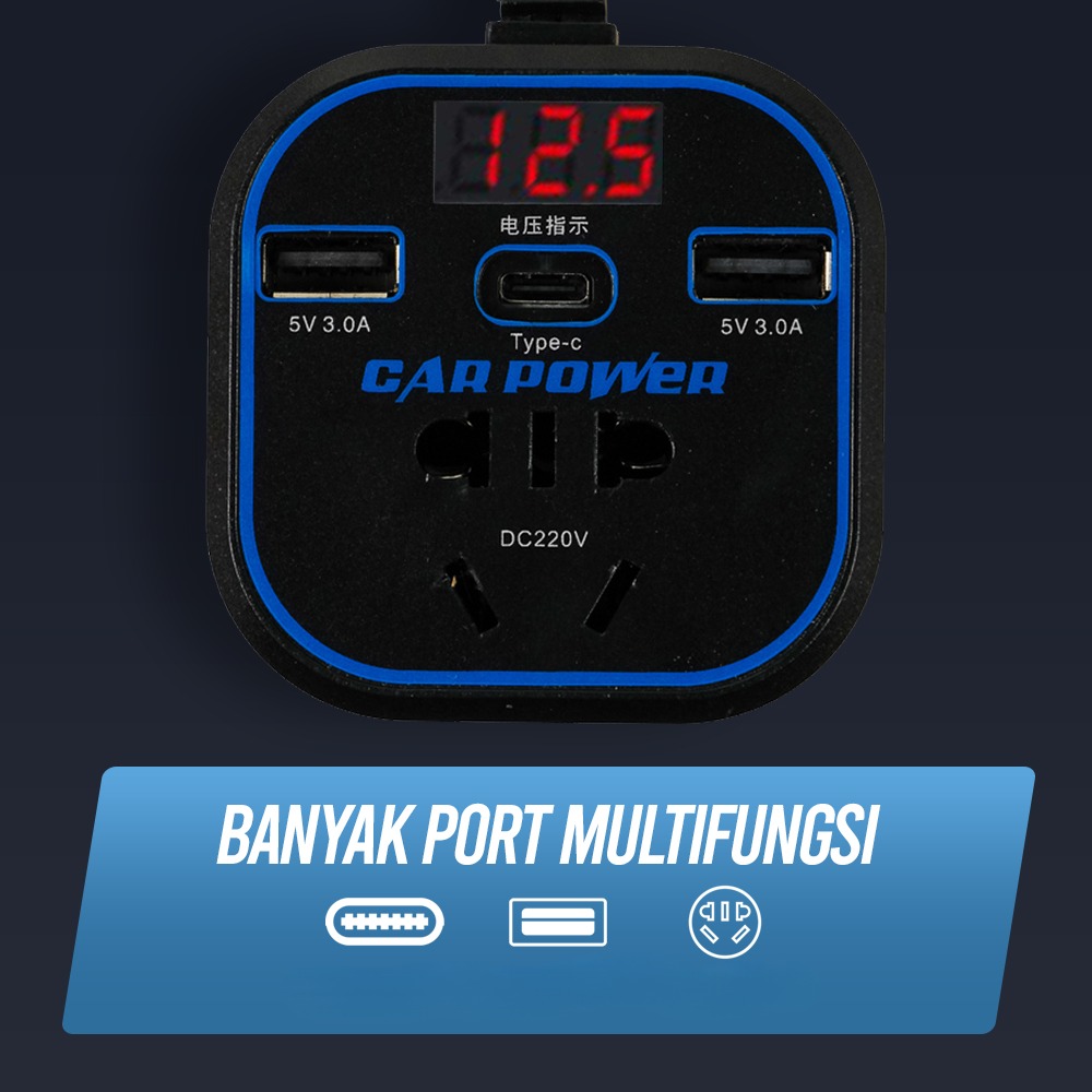 PULIXIN Car Power Inverter DC to DC 12/24V to 110/220V LED Display - PL-125