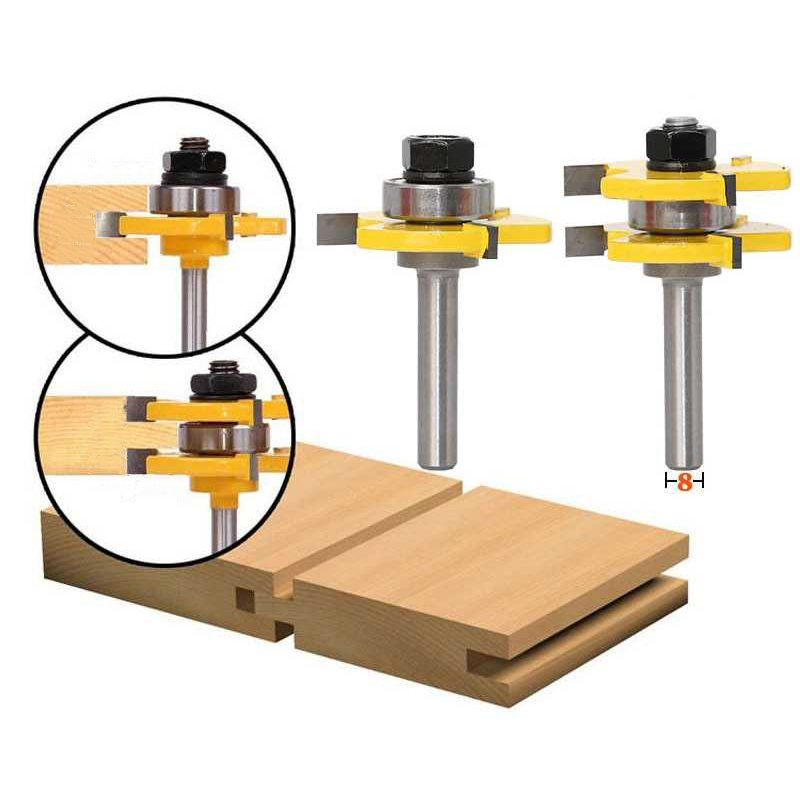 JGZUI Mata Bor Drill Bit Tongue and Groove Joint Assembly 8mm 2 PCS - C3