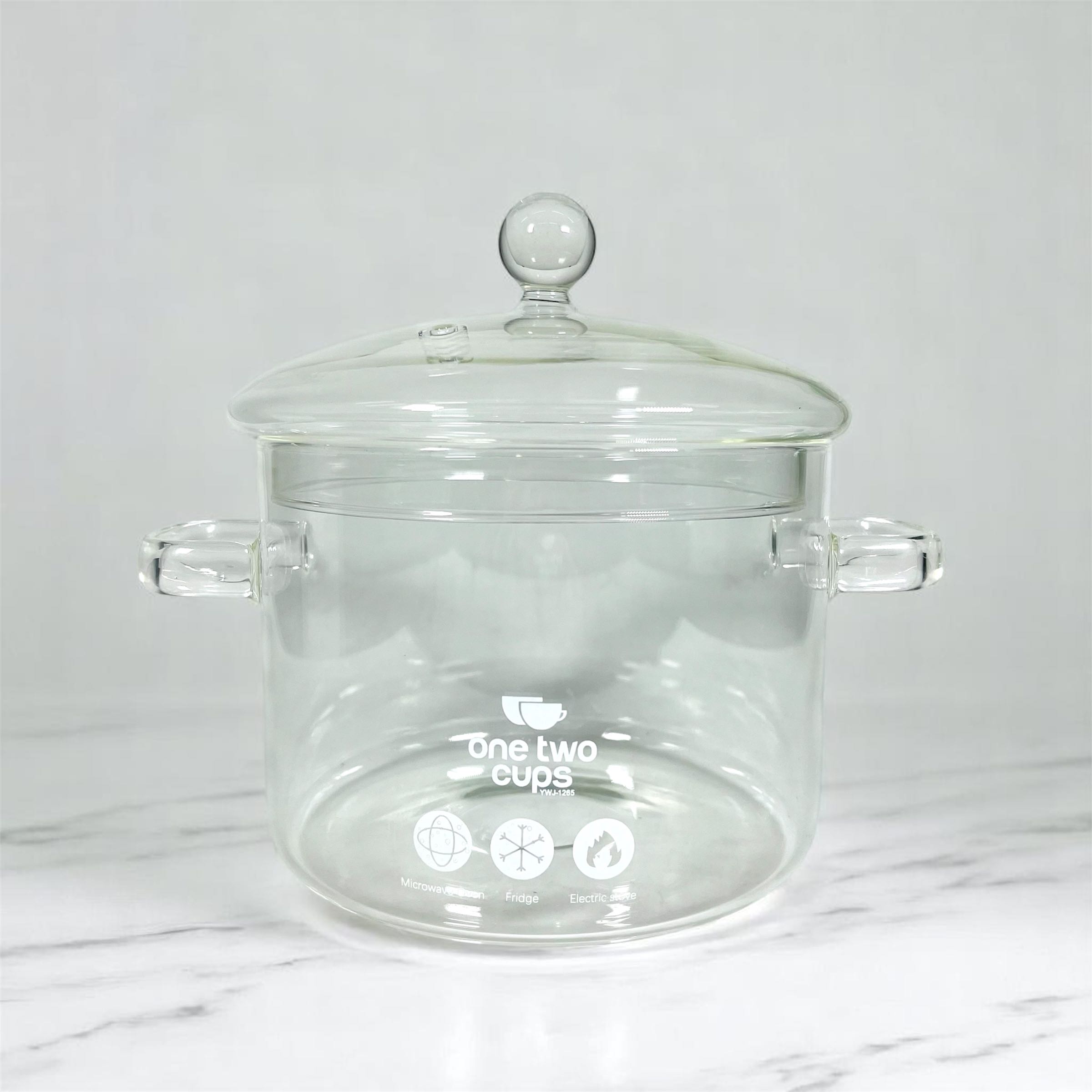 One Two Cups Panci Kaca Glass Cooking Pot Borosilicate Tahan Panas Api - YWJ-1265