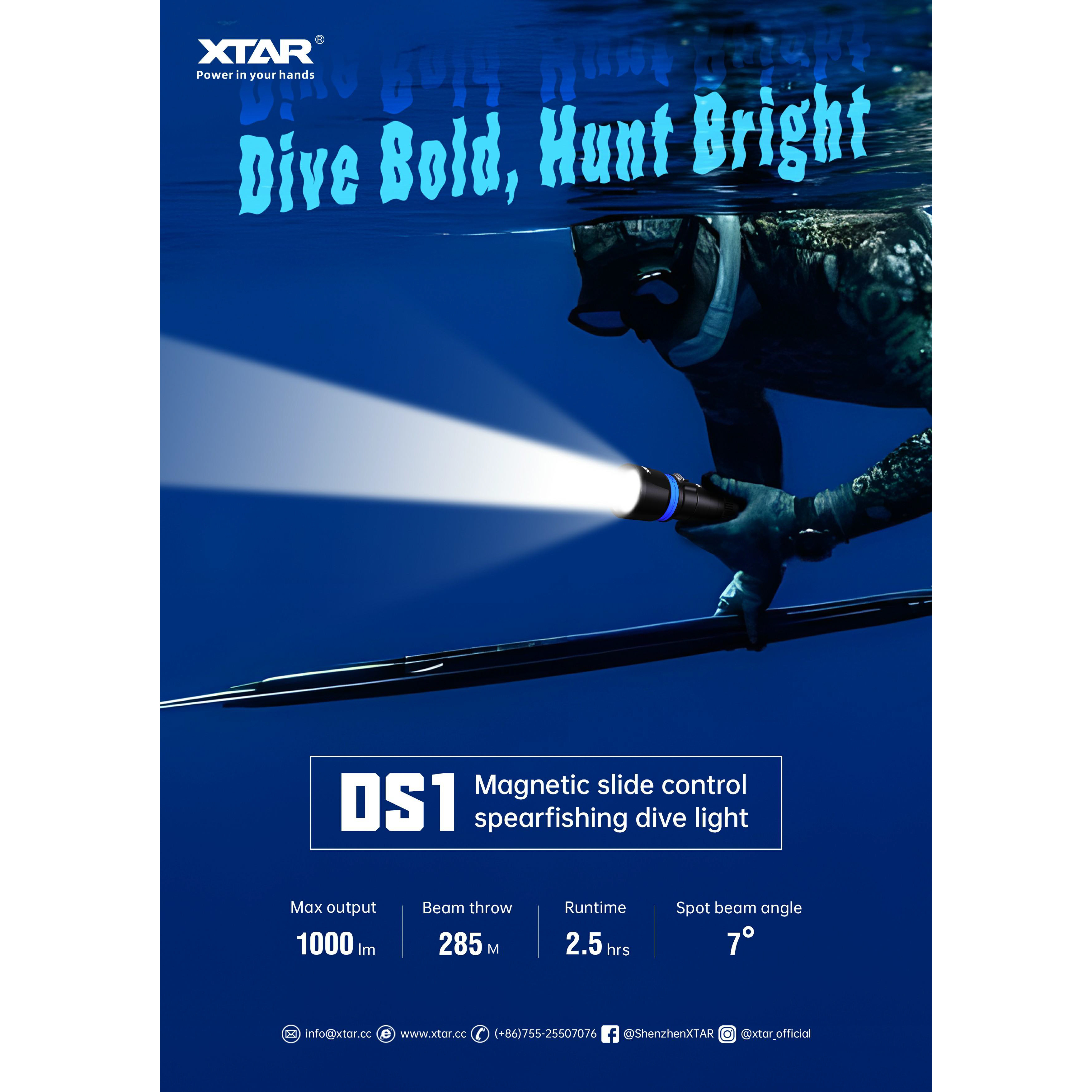 XTAR Senter Diving Waterproof IPX8 LED CREE XP L2 1000 Lumens - DS1