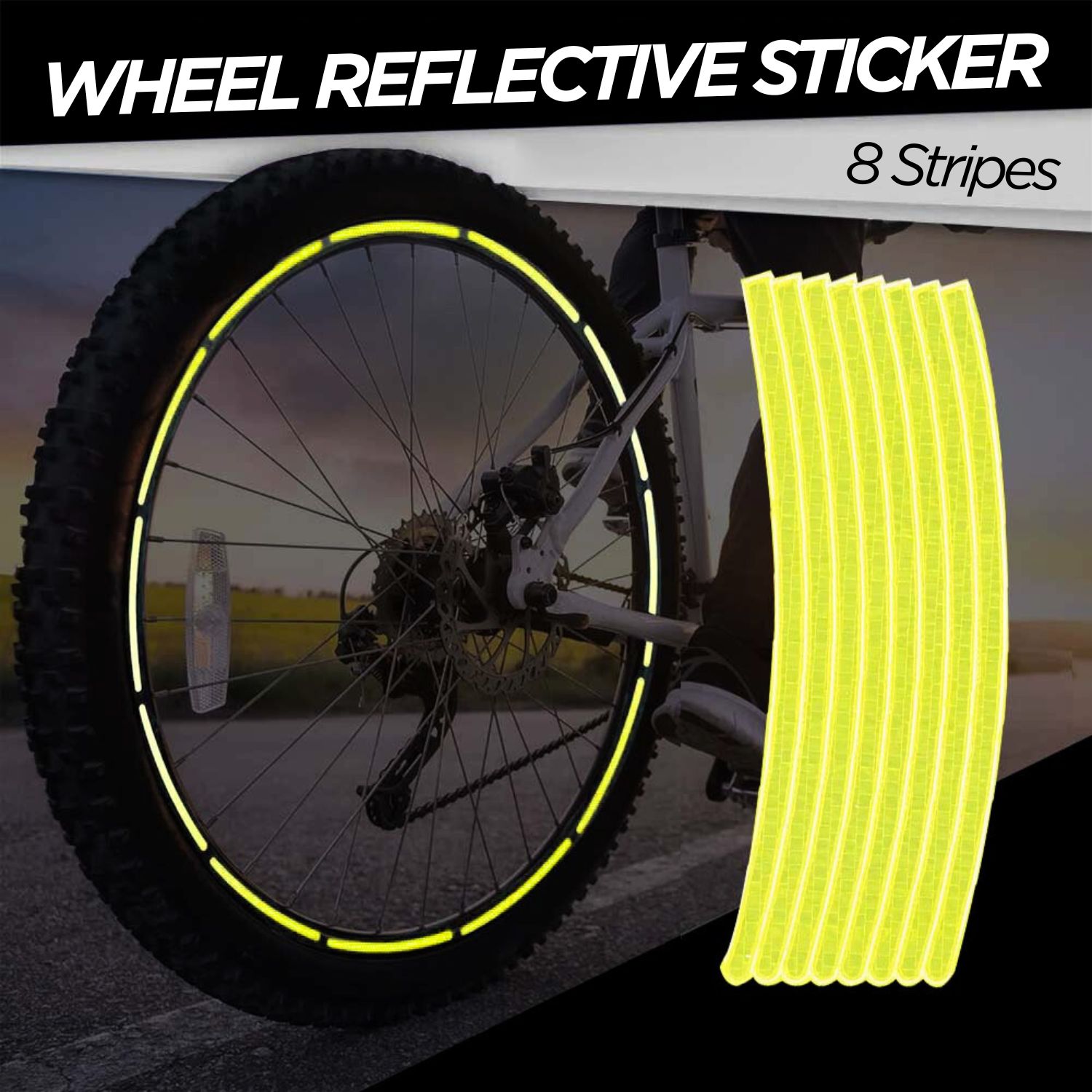 TaffSPORT Stiker Velg Roda Sepeda Bicycle Wheel Reflective 8 Strip - A-0001