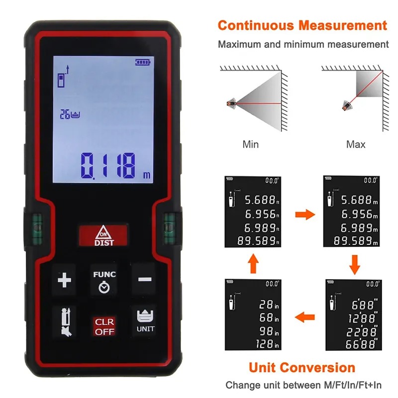 XIMIJI Pengukur Jarak Laser Range Finder Portable Waterproof 60M - S1