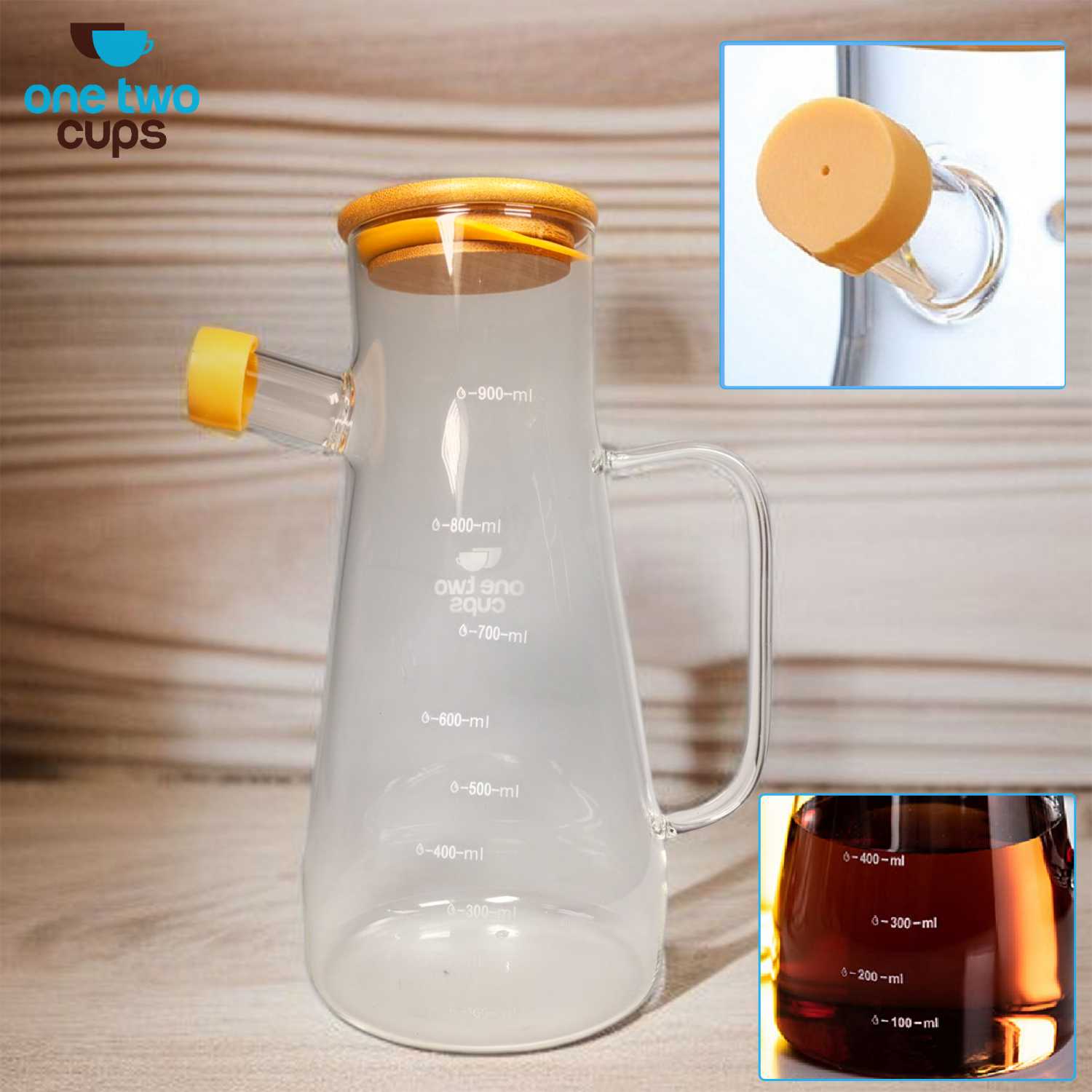 One Two Cups Botol Minyak Borosilicate Glass Oil Pot 900ml - S2079 - Gambar 3