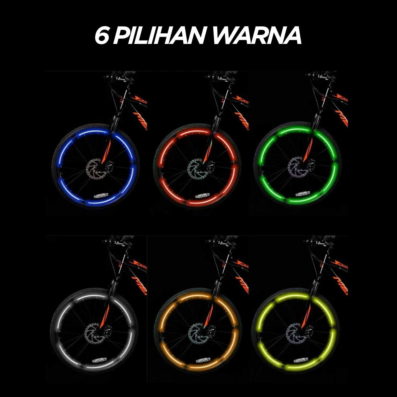 TaffSPORT Stiker Velg Roda Sepeda Bicycle Wheel Reflective 8 Strip - A-0001 - Gambar 5