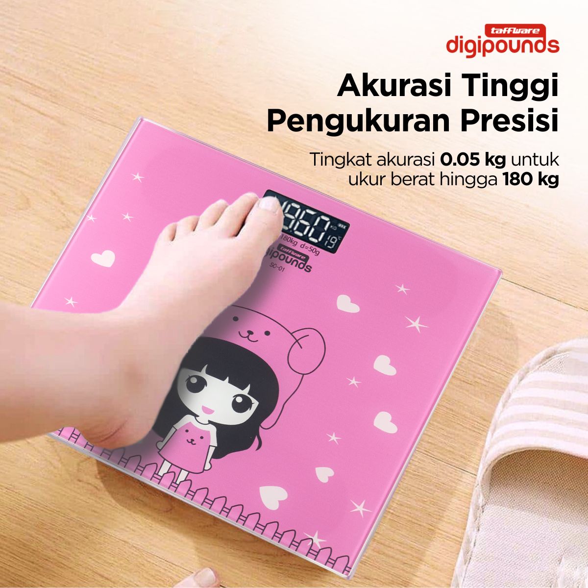 Taffware Digipounds Timbangan Badan Digital Scale Battery 180kg - SC-01