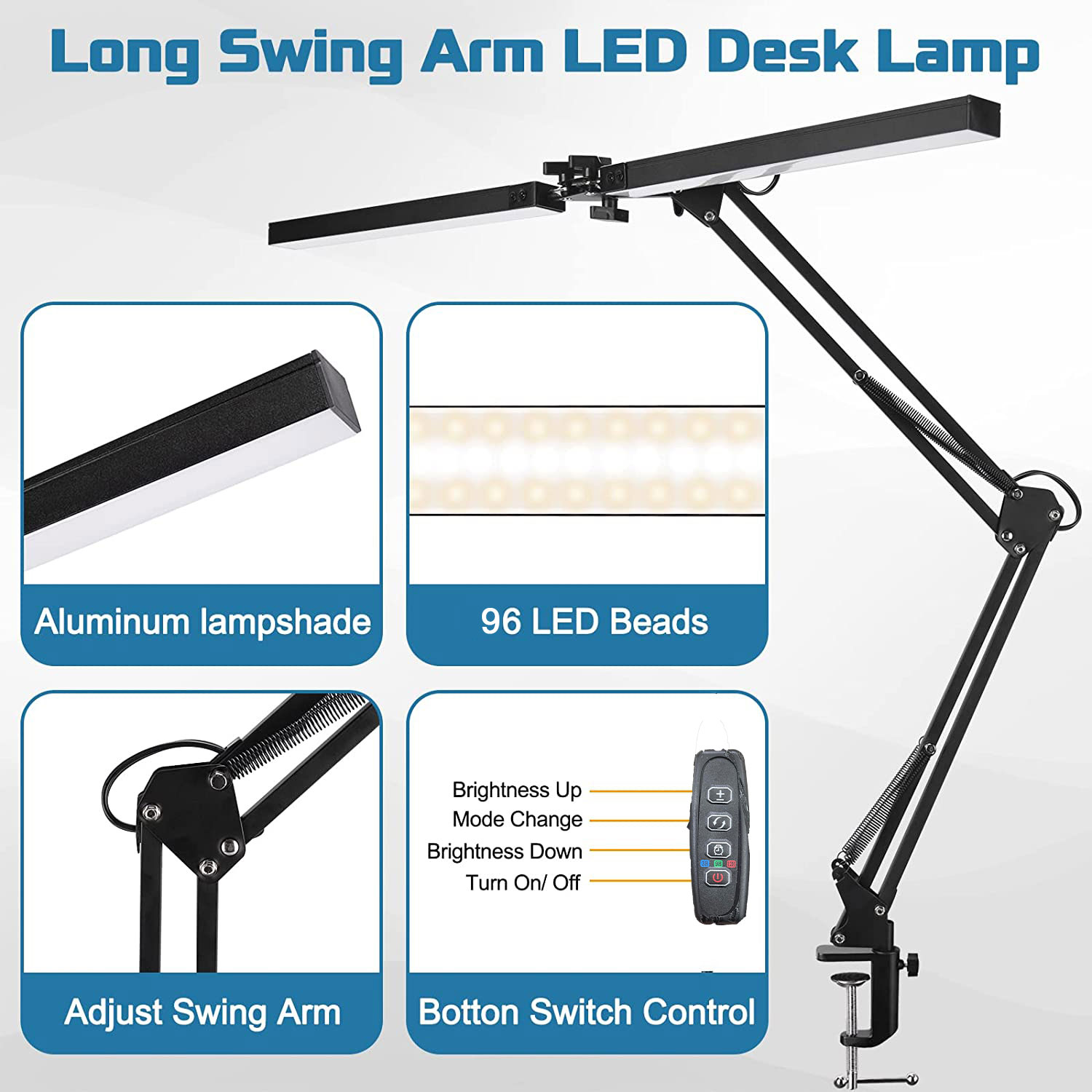 ZINUO Lampu Meja Baca LED Double Head 3 Color Mode SMD 12V 24W - ZN14