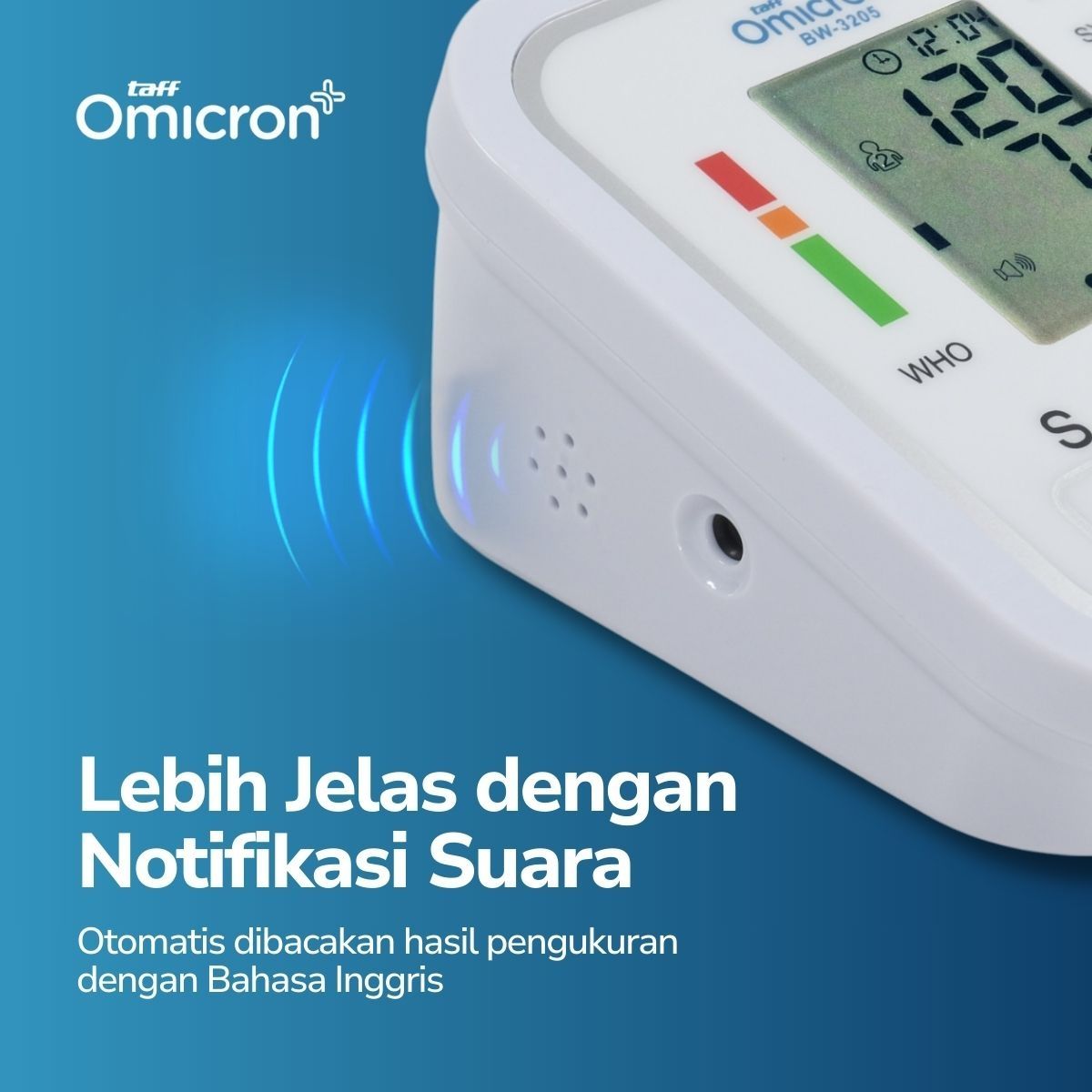 TaffOmicron Tensimeter Digital Pengukur Tekanan Darah Voice English - BW-3205