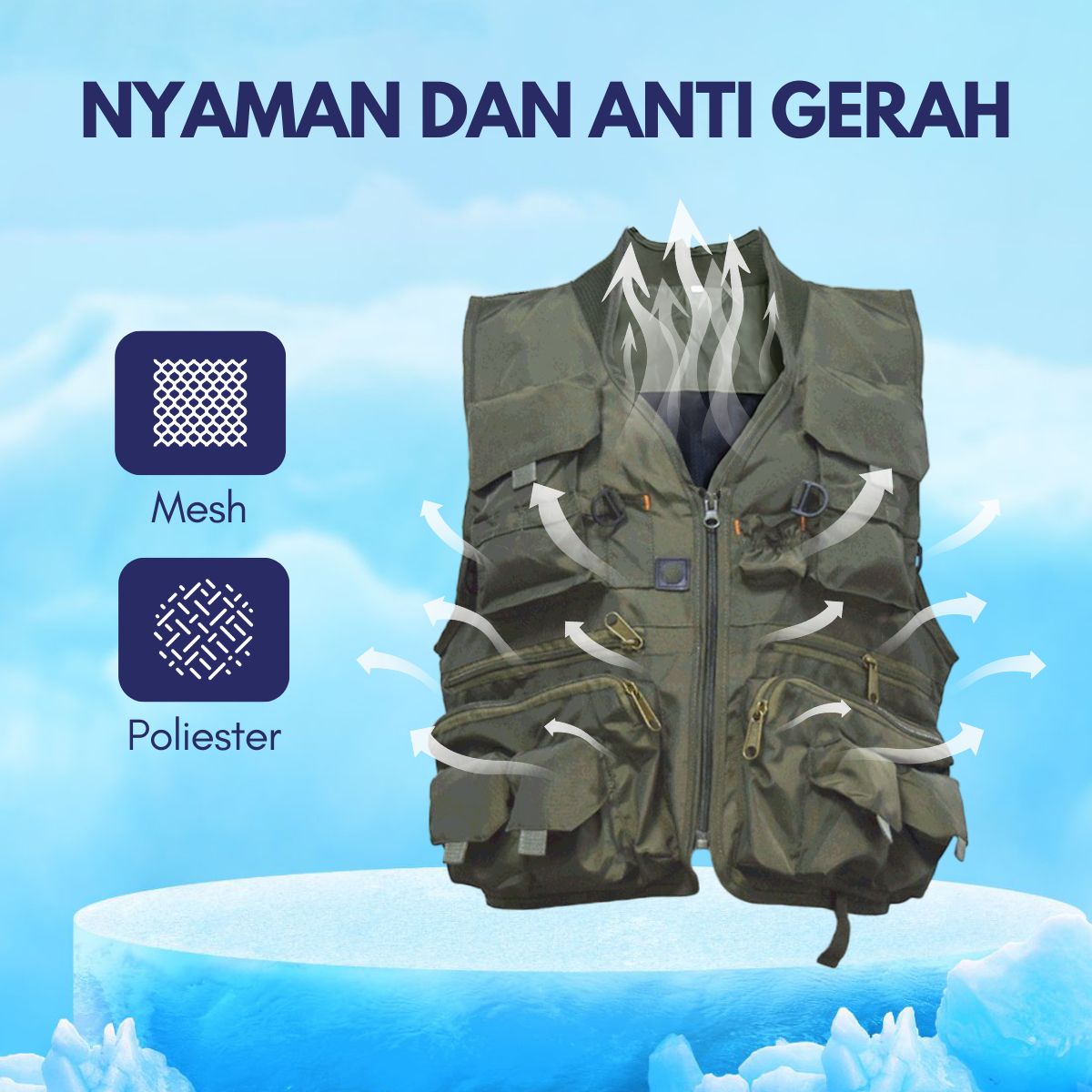 Deukio Rompi Pancing Fishing Vest Quick Dry Jacket XL - GDS09