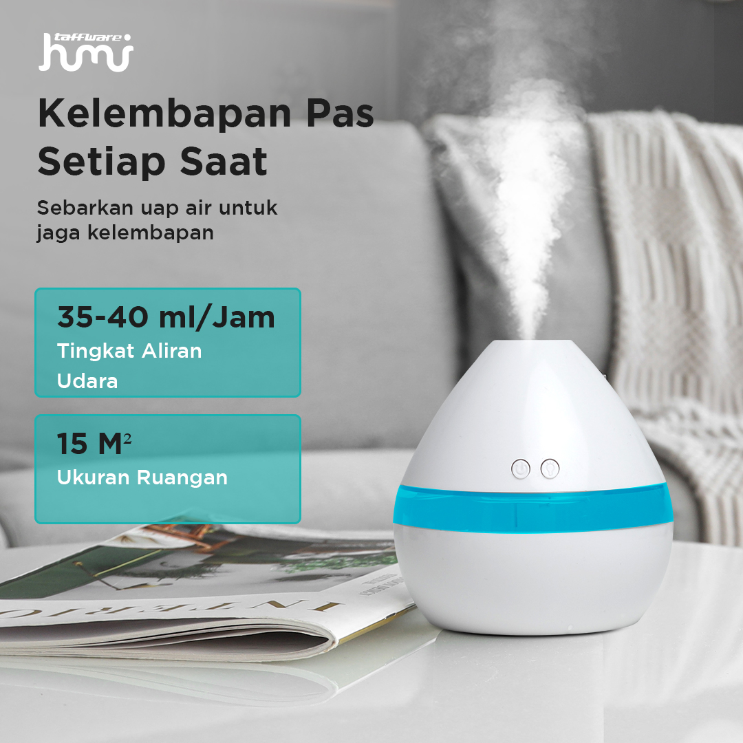 Taffware HUMI Air Humidifier Mini Ultrasonic Diffuser Night LED 300ml - H296