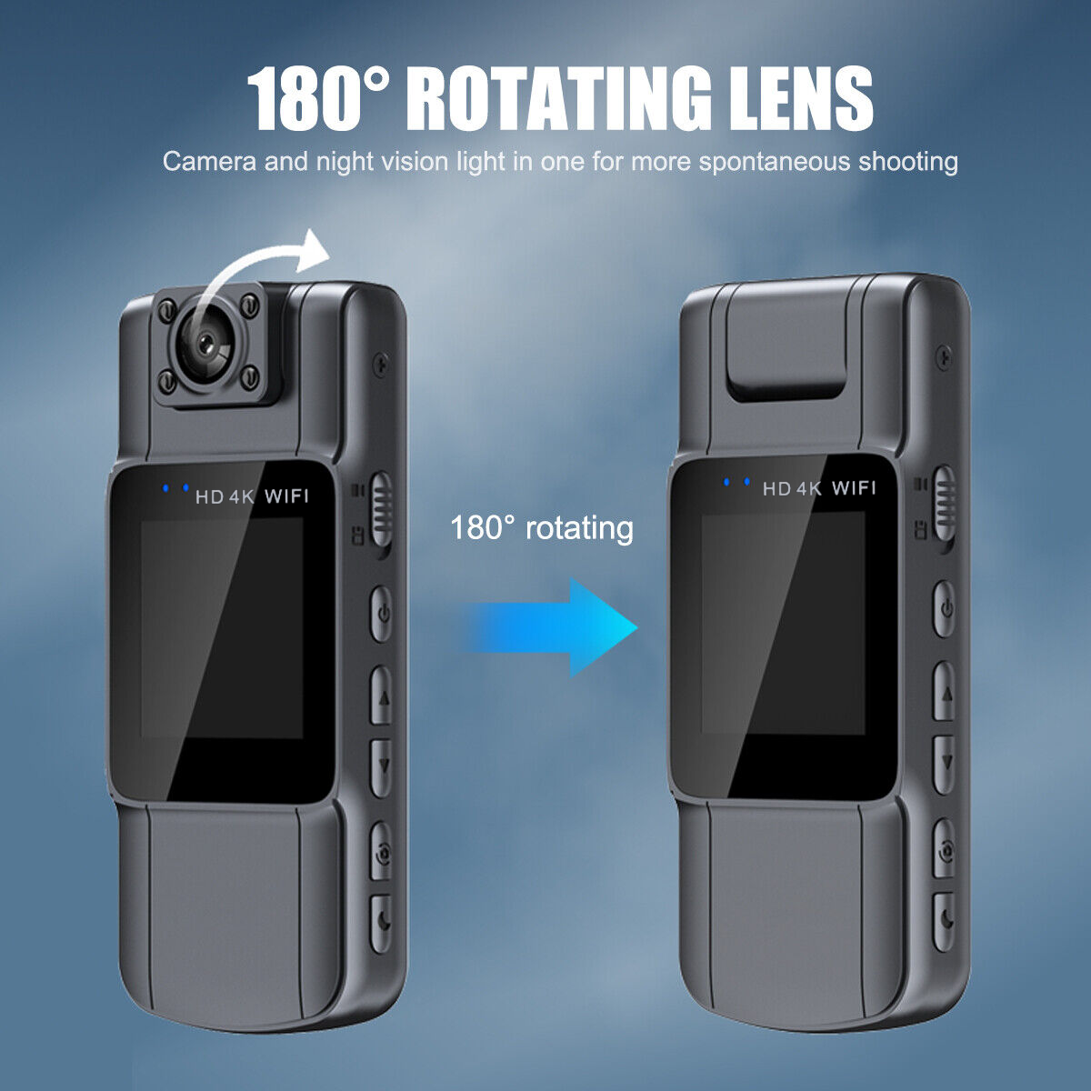 JOZUZE Body Cam Mini Camera WiFi Full HD 4K Rotating Lens 1000mAh - L11