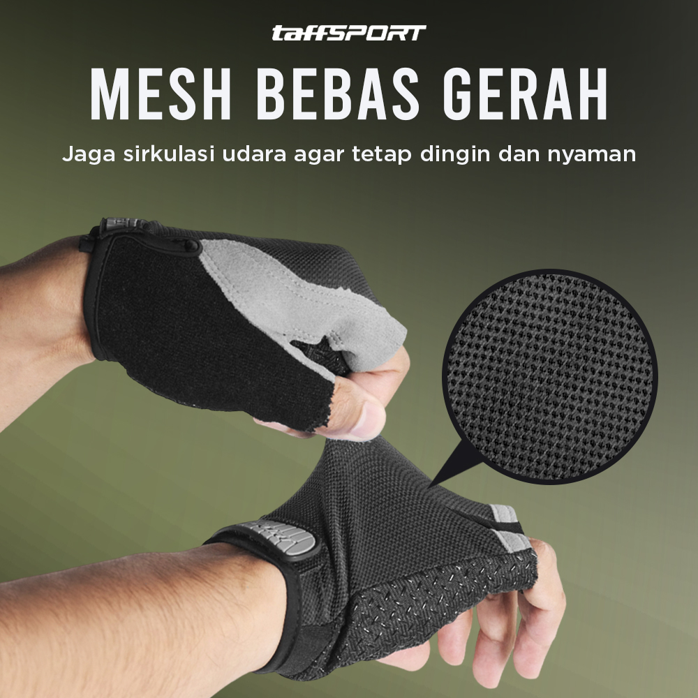 TaffSPORT Sarung Tangan Half Finger Sepeda Gym - TSTS