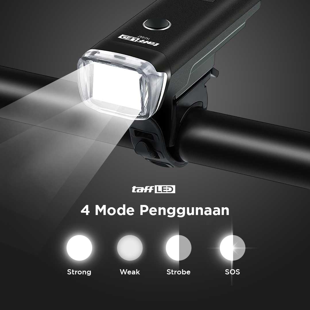 TaffLED Lampu Depan Sepeda Bike Light USB Recharge LED XPG 350 Lumens - HJ-047 - Gambar 3