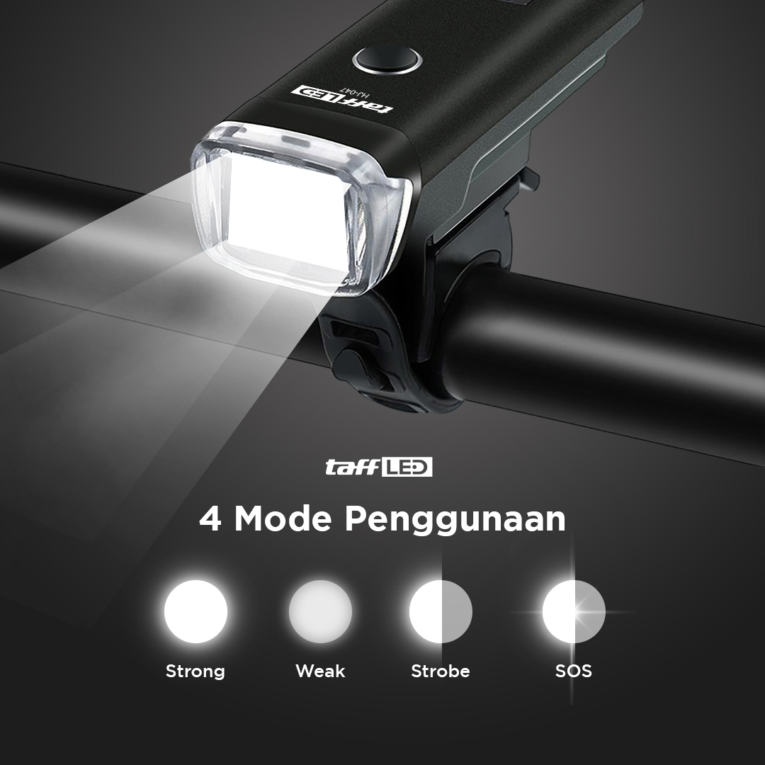 TaffLED Lampu Depan Sepeda Bike Light USB Recharge LED XPG 350 Lumens - HJ-047