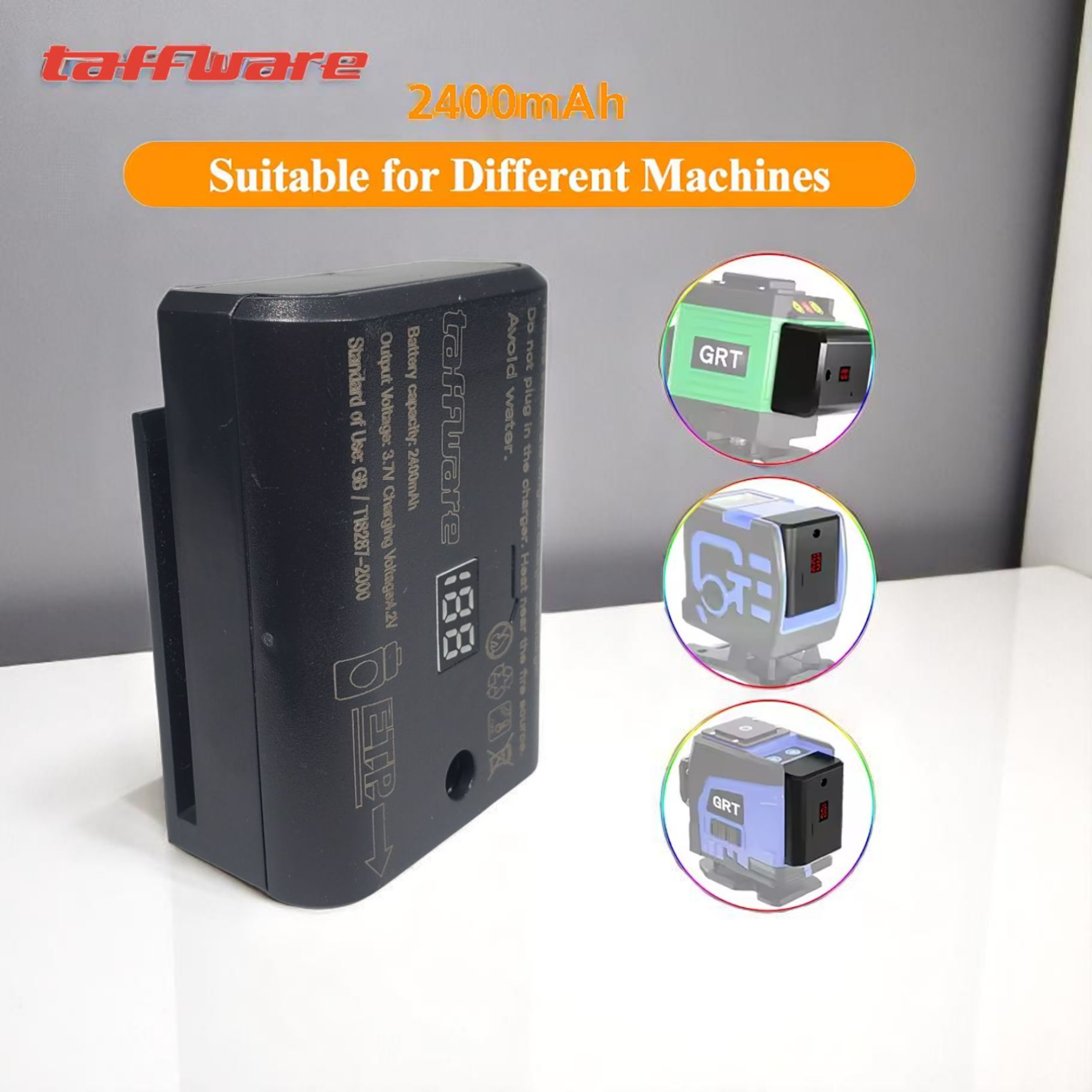 Taffware Baterai Laser Level 3D Rechargeable Battery with LED Display - BM03