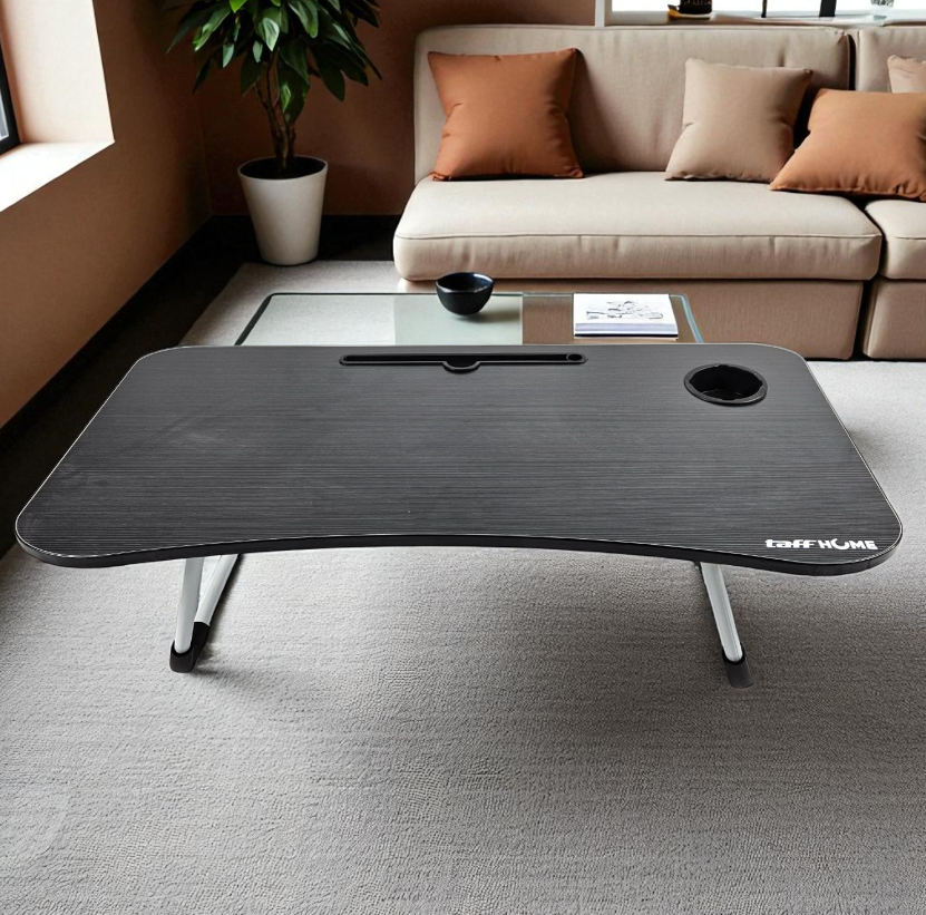 TaffHOME Meja Lipat Belajar Kerja Foldable 80x39.5cm with Cup Slot - DCV40