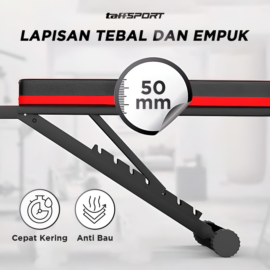 TaffSPORT Alat Fitness Gym Abdominal Perut Bench Press Foldable - AD-23