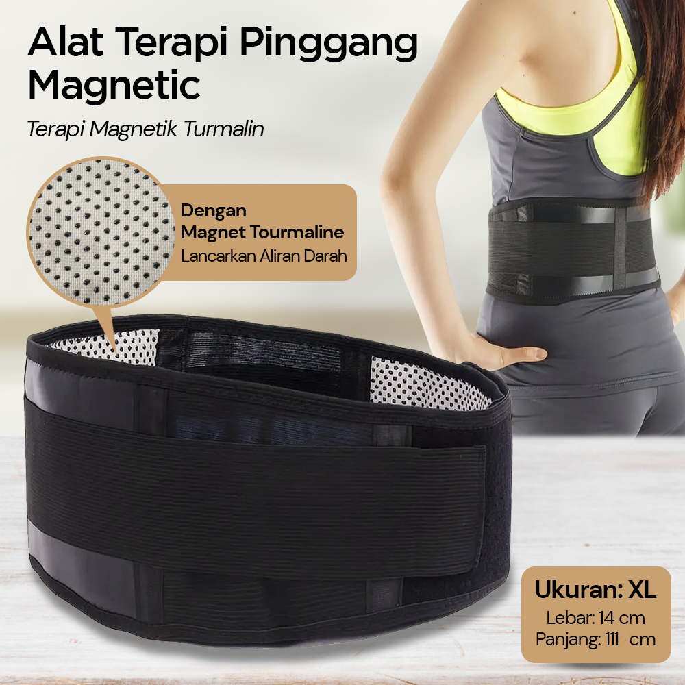 Alat Terapi Pinggang Magnetic Tourmaline Nylon PU Leather Size XL