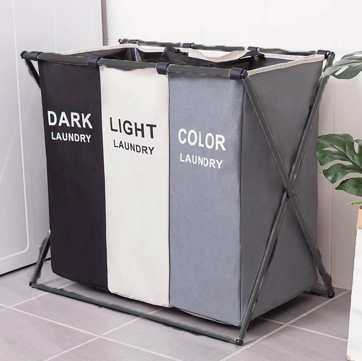 X Shape Keranjang Penyimpanan Pakaian Kotor Laundry Bag Three Grid - NE430