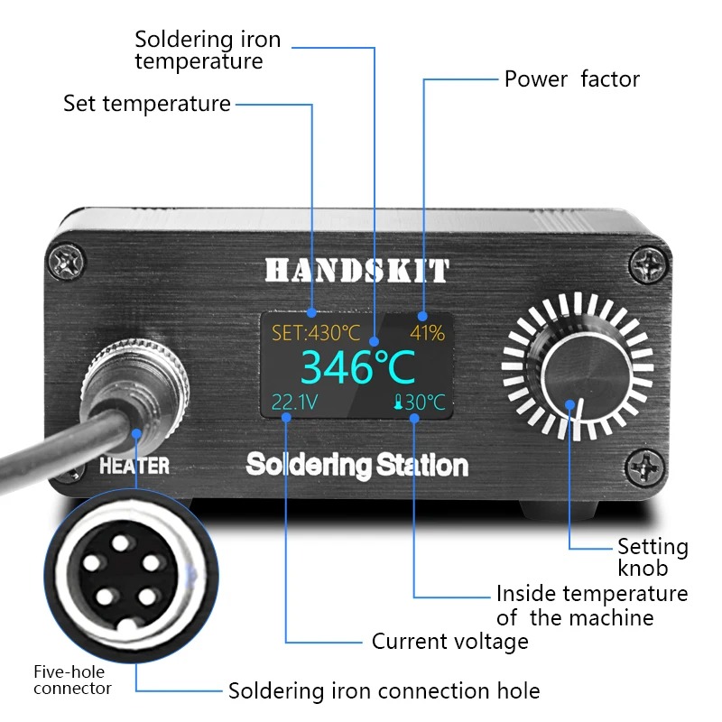 Handskit Solder Station Adjustable Temperature Anti-Static OLED 72W - T12D