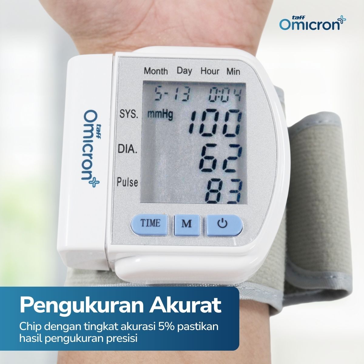 TaffOmicron Tensimeter Digital Pengukur Tekanan Darah Wrist Monitor - CK-102S