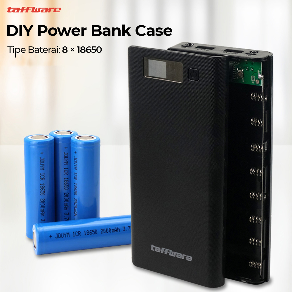 Taffware Power Bank DIY Case LCD Display Dual USB Port 8 PCS 18650 - A8