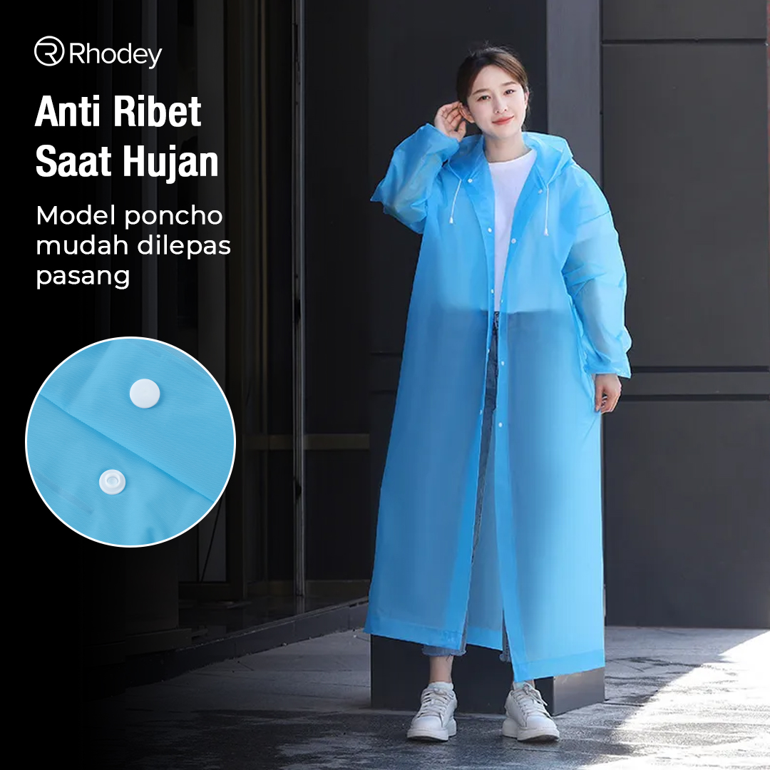 Rhodey Jas Hujan Portable Raincoat Poncho EVA All Size with Hood - TY876