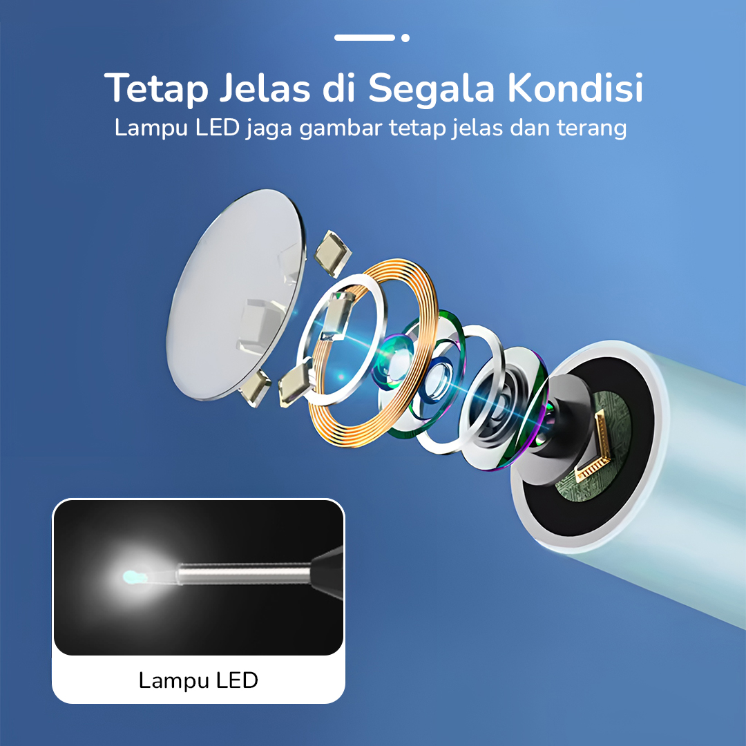XLIFE Kamera Endoskopi Pembersih Telinga Otoskop Endoscope HD WiFi - X1+