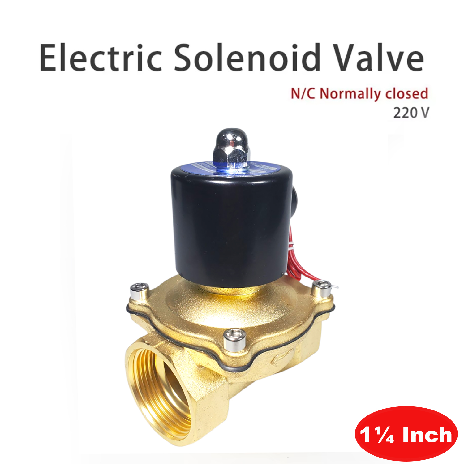 BESASE Solenoid Water Valve Electric Normally Closed 220V 1 1/4 Inch - 2W-320-32
