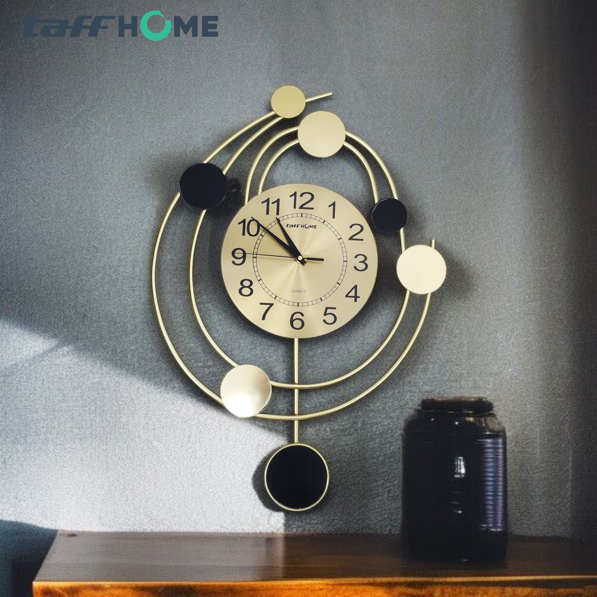 TaffHOME Jam Dinding Quartz Iron Luxury Nordic Style 66cm - SF126888
