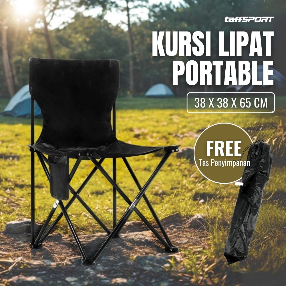 TaffSPORT Kursi Lipat Portable Outdoor Folding Chair L 38x38x65cm - DFC001