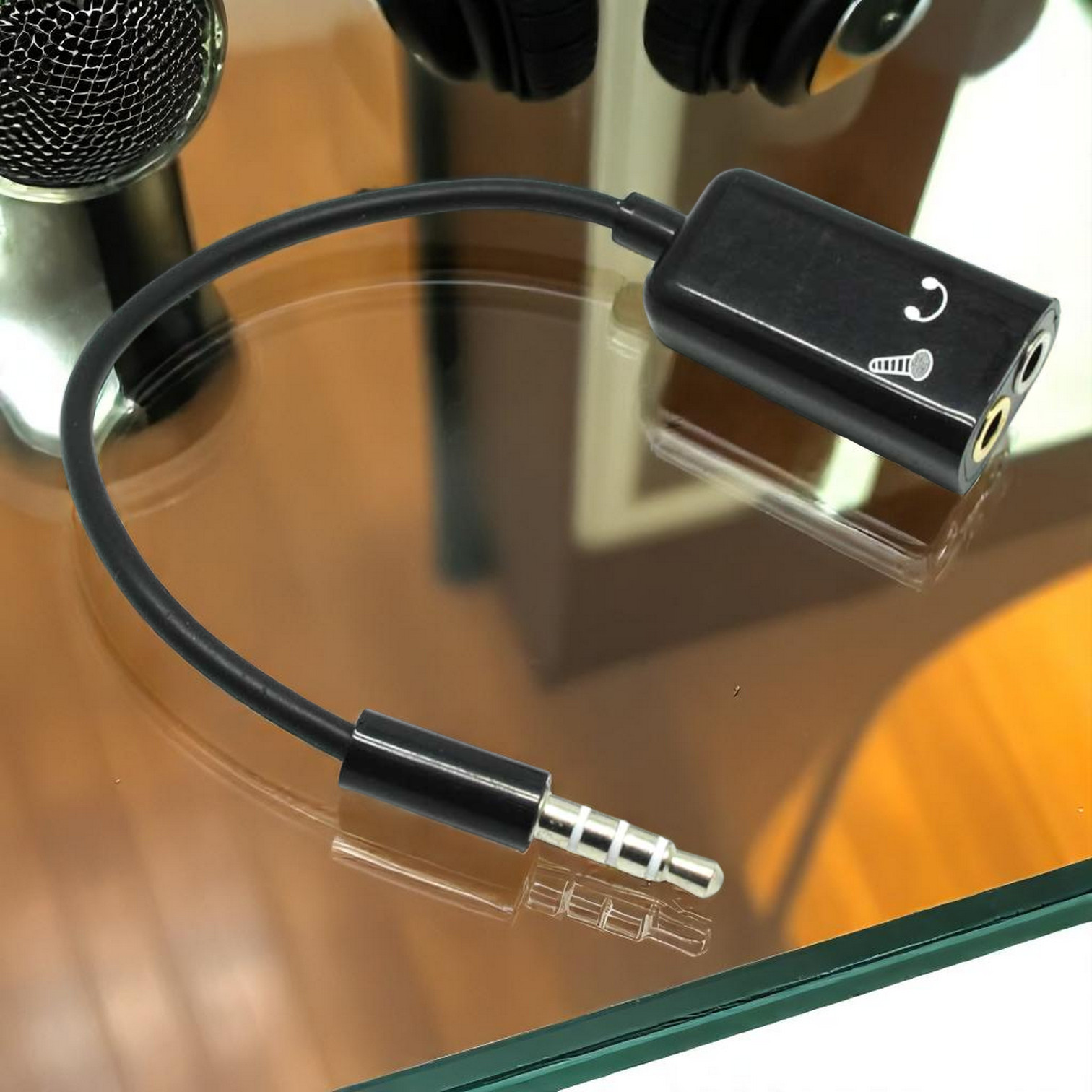 Microphone Headphone Audio Splitter 3.5mm ke 2x3.5mm 16cm - FA297