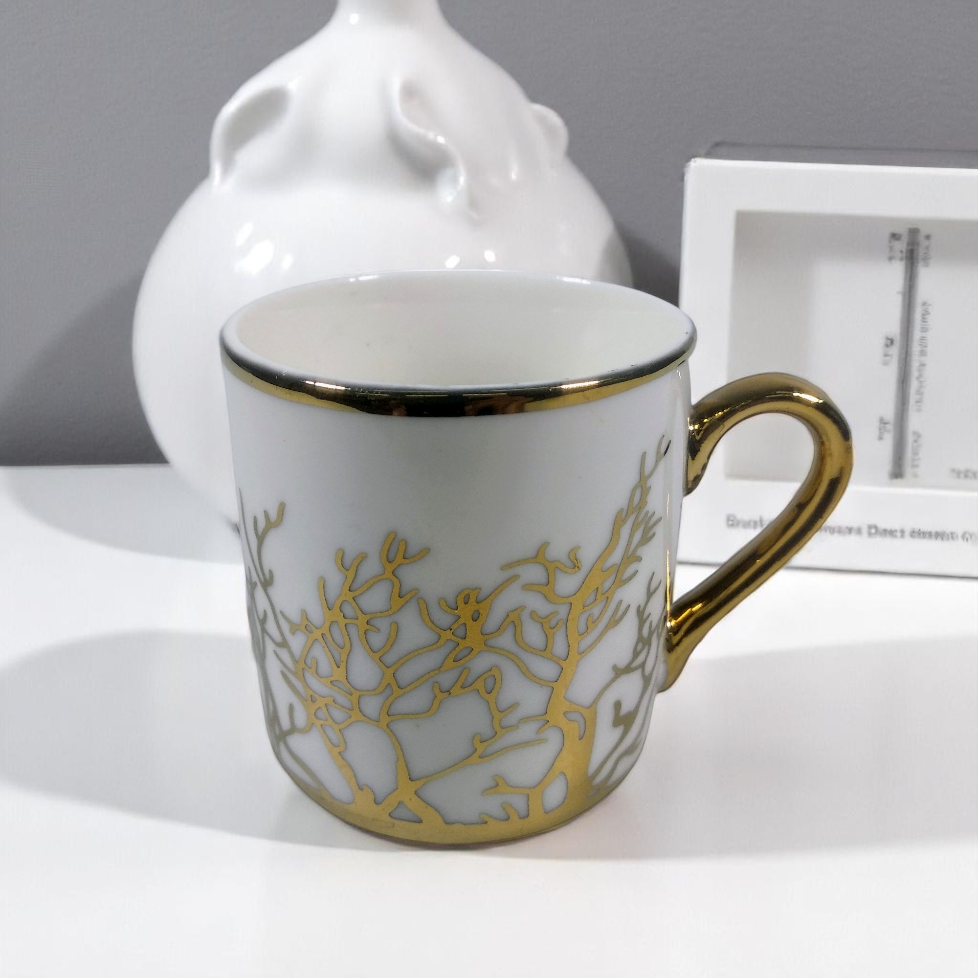 ONLYJIA Set Cangkir Kopi Keramik 6in1 Plated Pattern Coffee Cup 90ml - DW3355