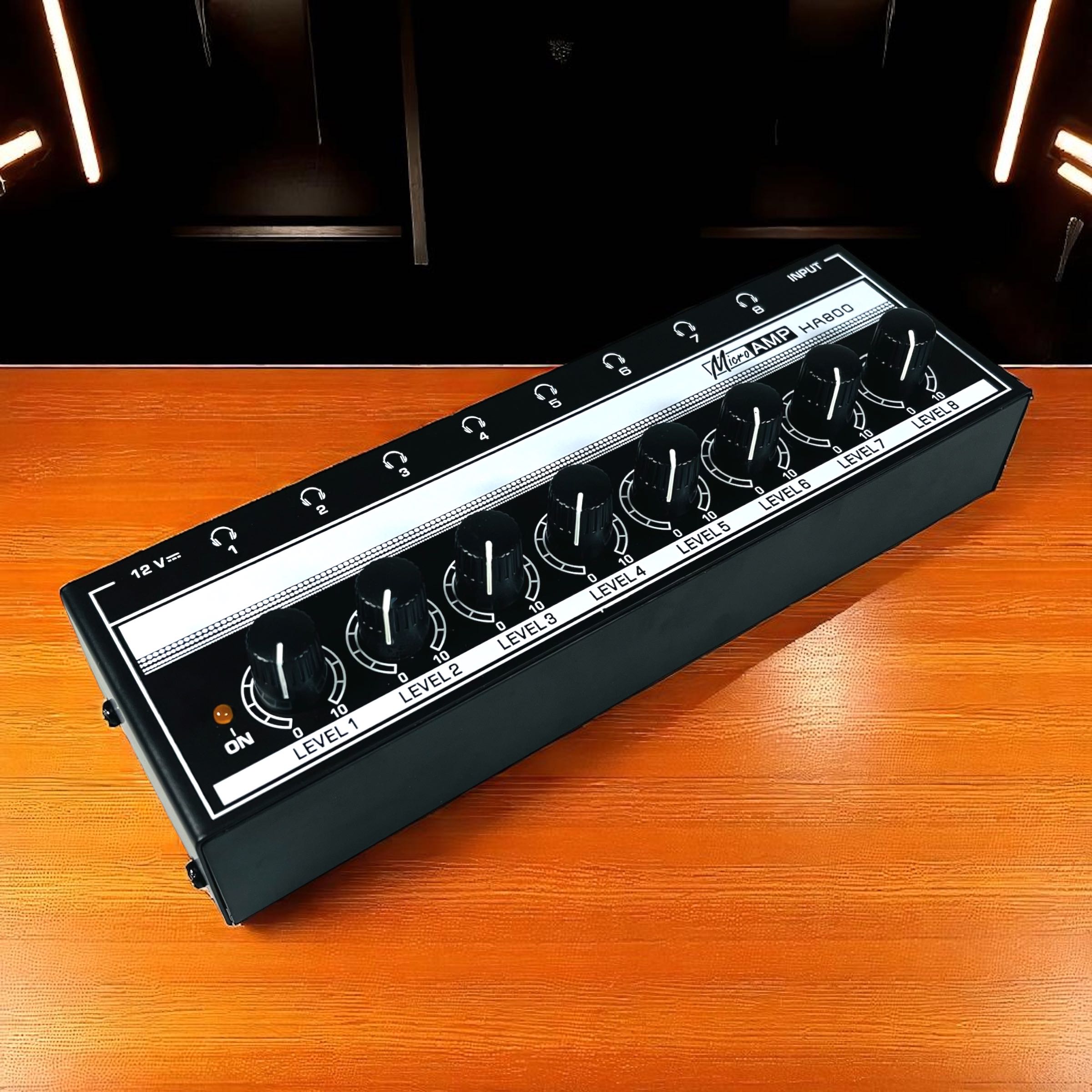 Micro Audio Amplifier Headphone Splitter 8 Channel Volume Control - HA800