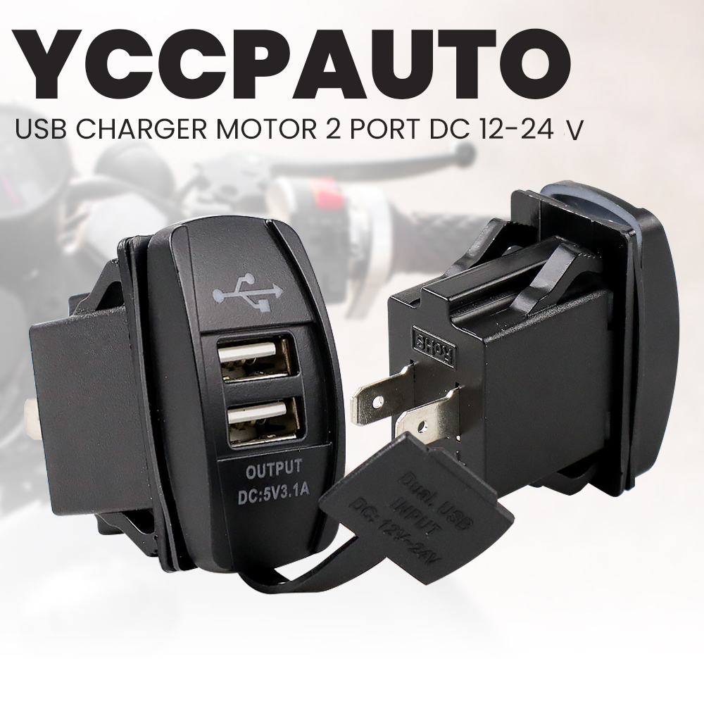 YCCPAUTO USB Charger Motor Mobil 2 Port DC 12-24V 3.1A - CJ-L040