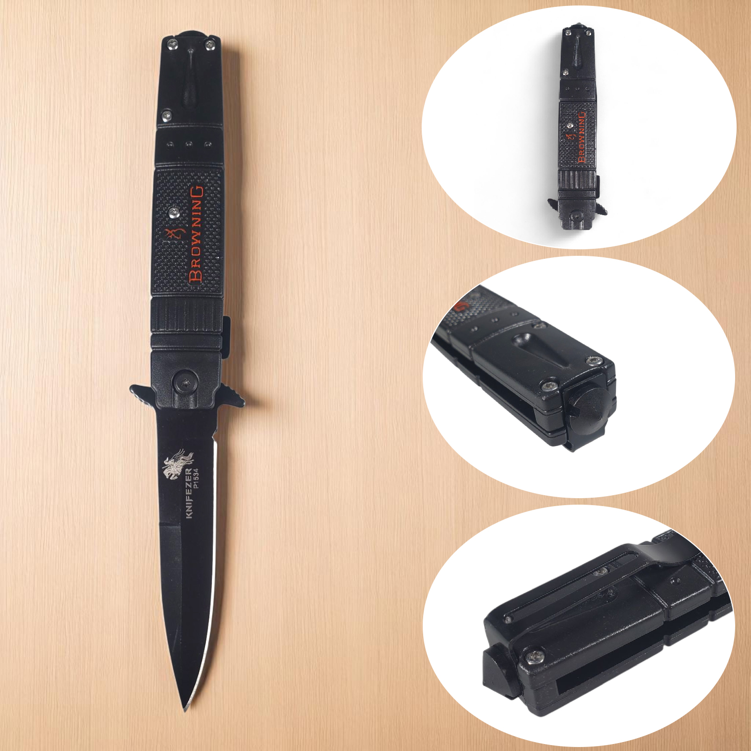 KNIFEZER BROWNING Pisau Lipat Berburu Survival Tactical Knife 22cm - P1534