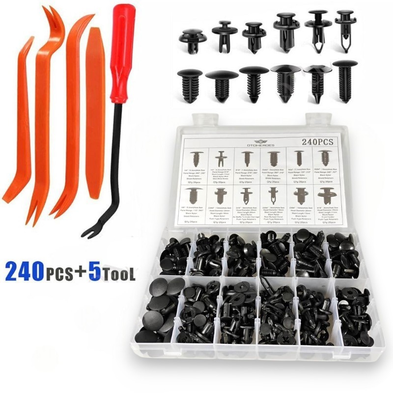 OTOHEROES Baut Rivet Mobil Joint Clip 240 PCS with 5 PCS Pengungkit - HE01