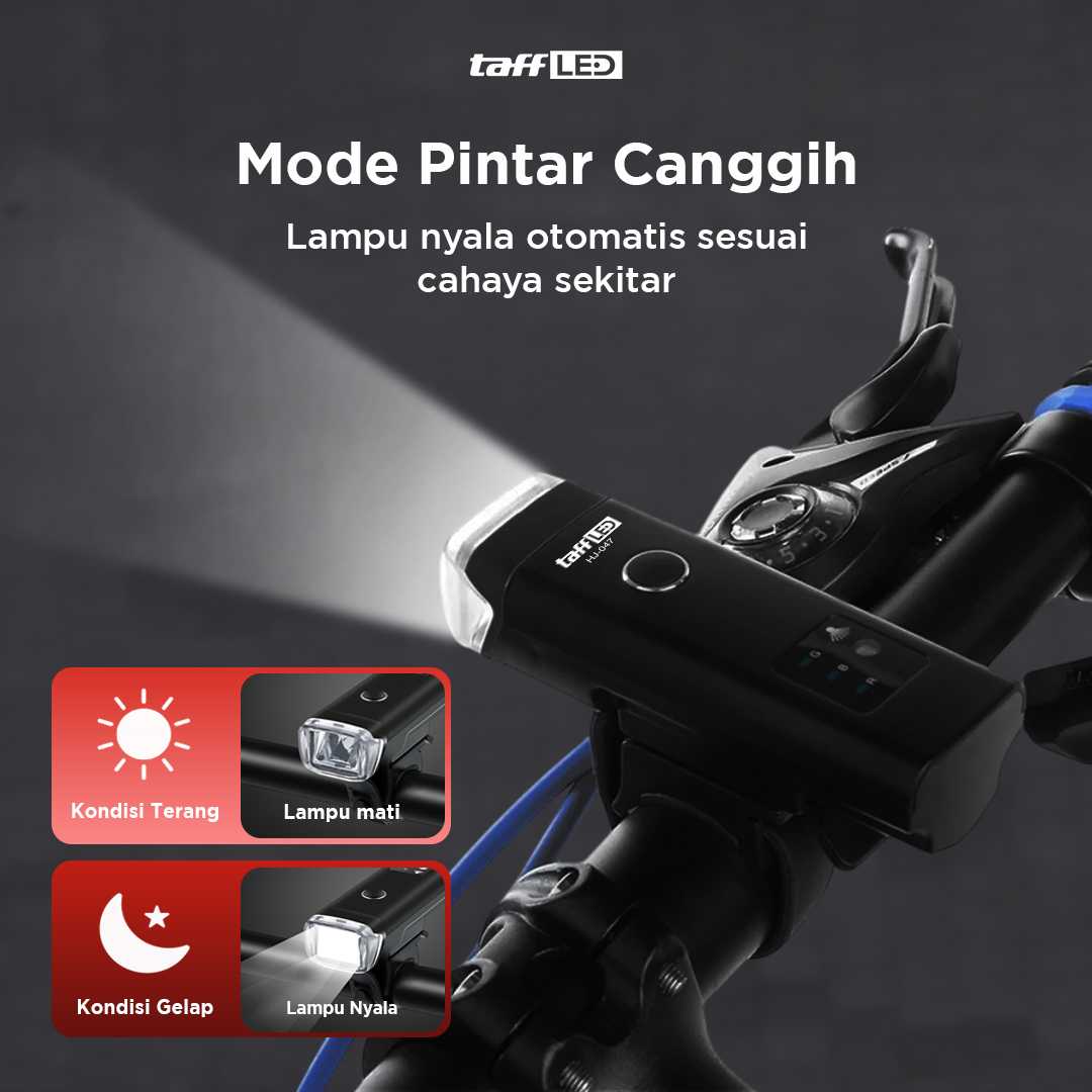 TaffLED Lampu Depan Sepeda Bike Light USB Recharge LED XPG 350 Lumens - HJ-047 - Gambar 4