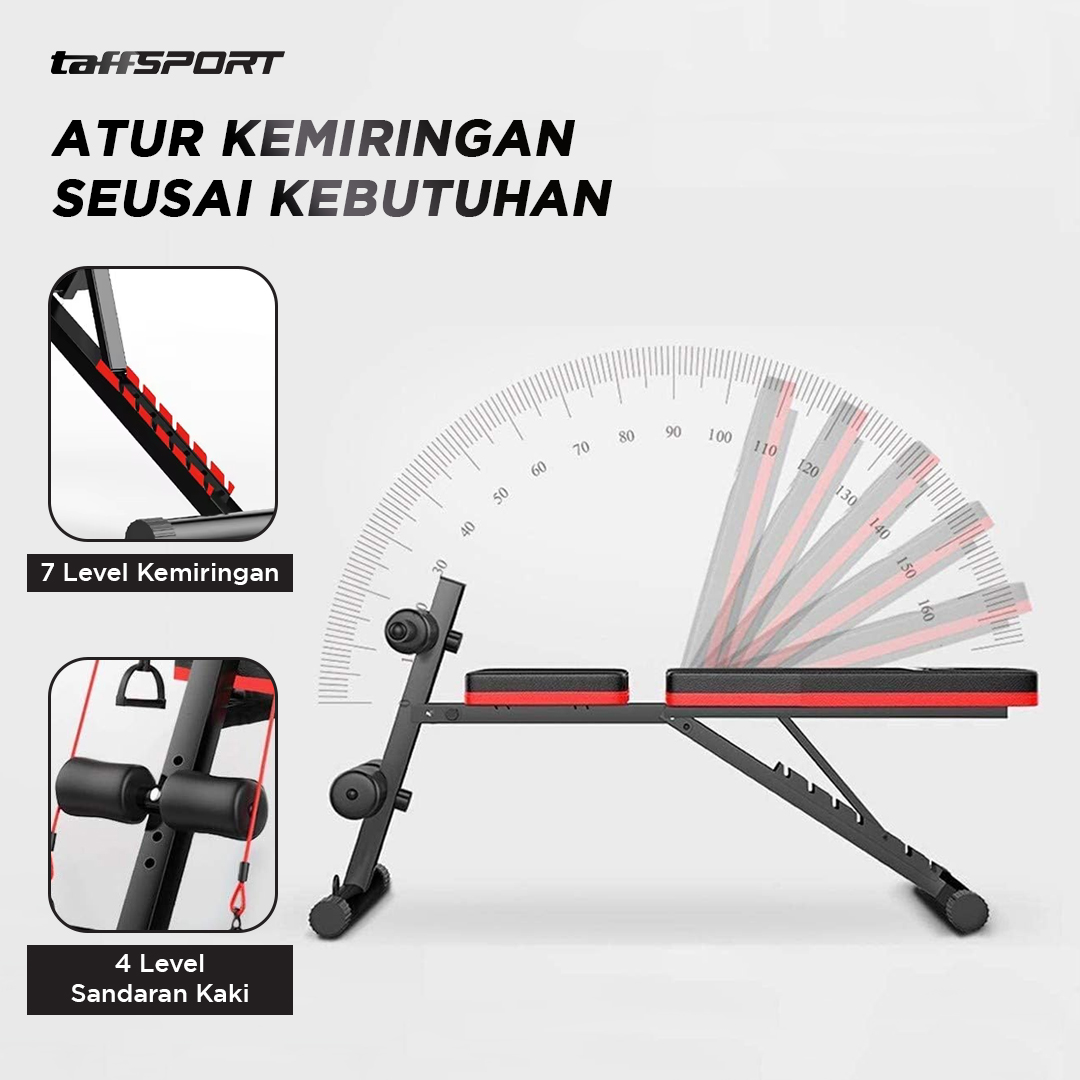 TaffSPORT Alat Fitness Gym Abdominal Perut Bench Press Foldable - AD-23