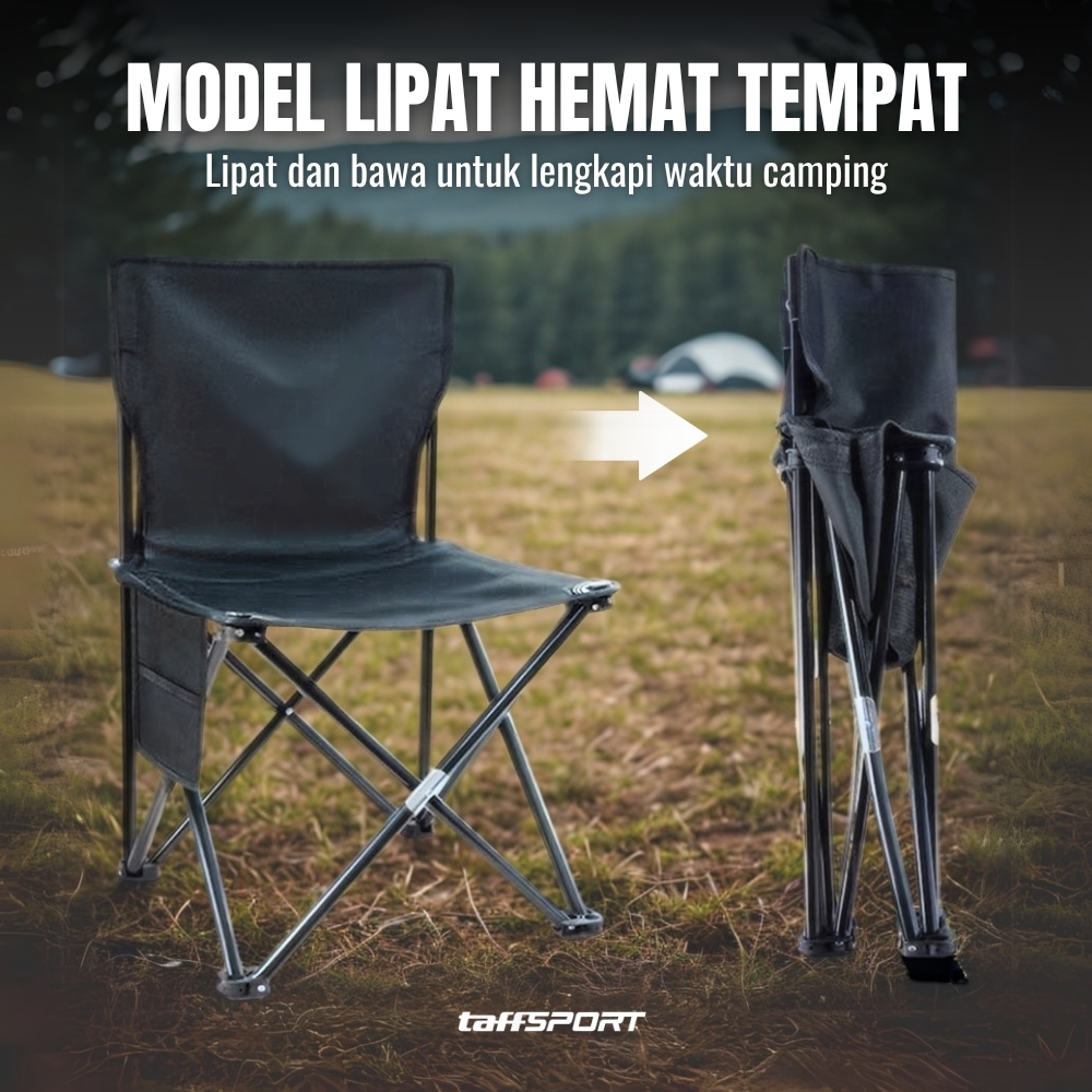 TaffSPORT Kursi Lipat Portable Outdoor Folding Chair L 38x38x65cm - DFC001